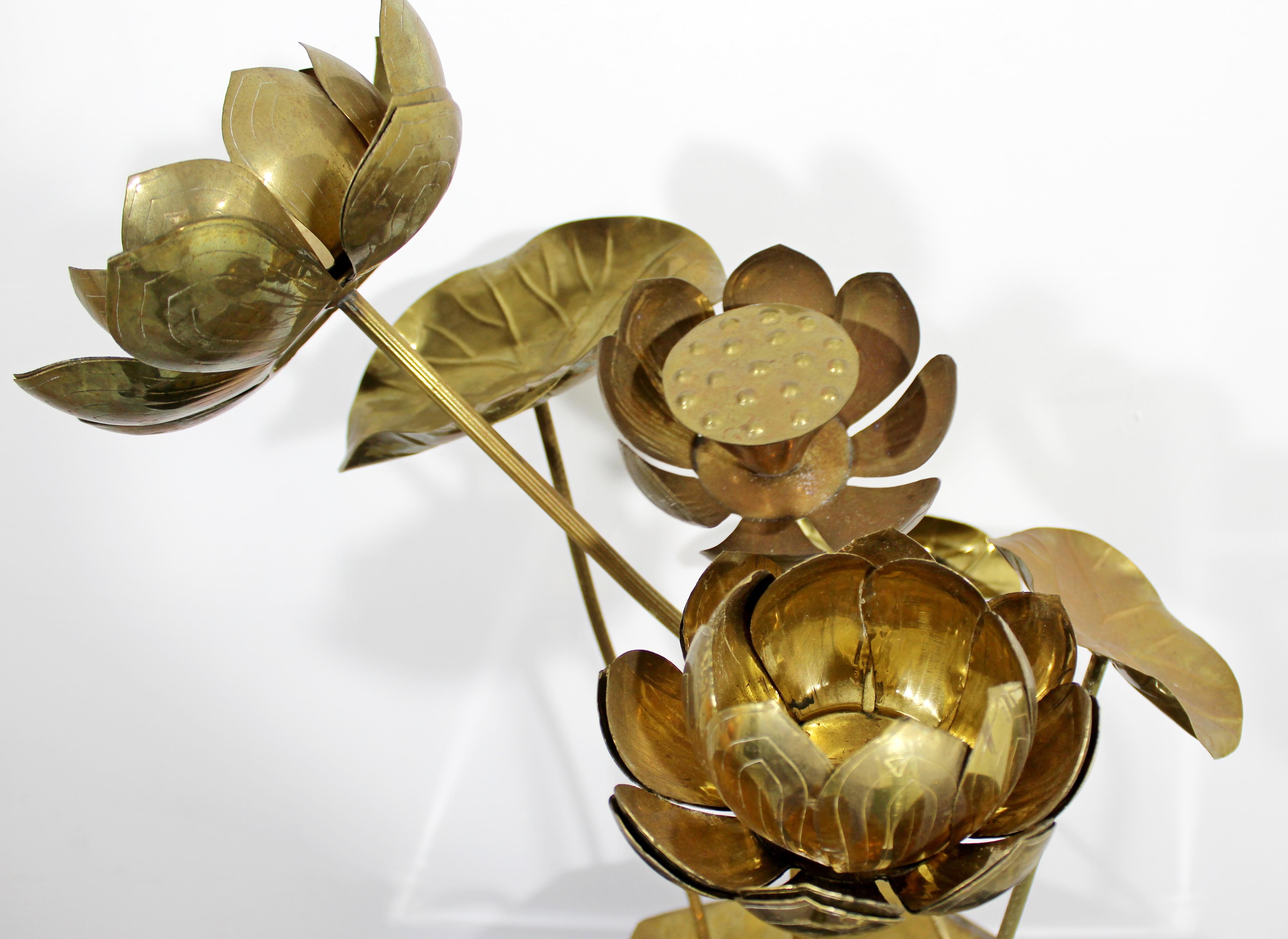 Mid-Century Modern Feldman Chinoiserie Brass Lotus Sculpture Jere Era, 1970s 4