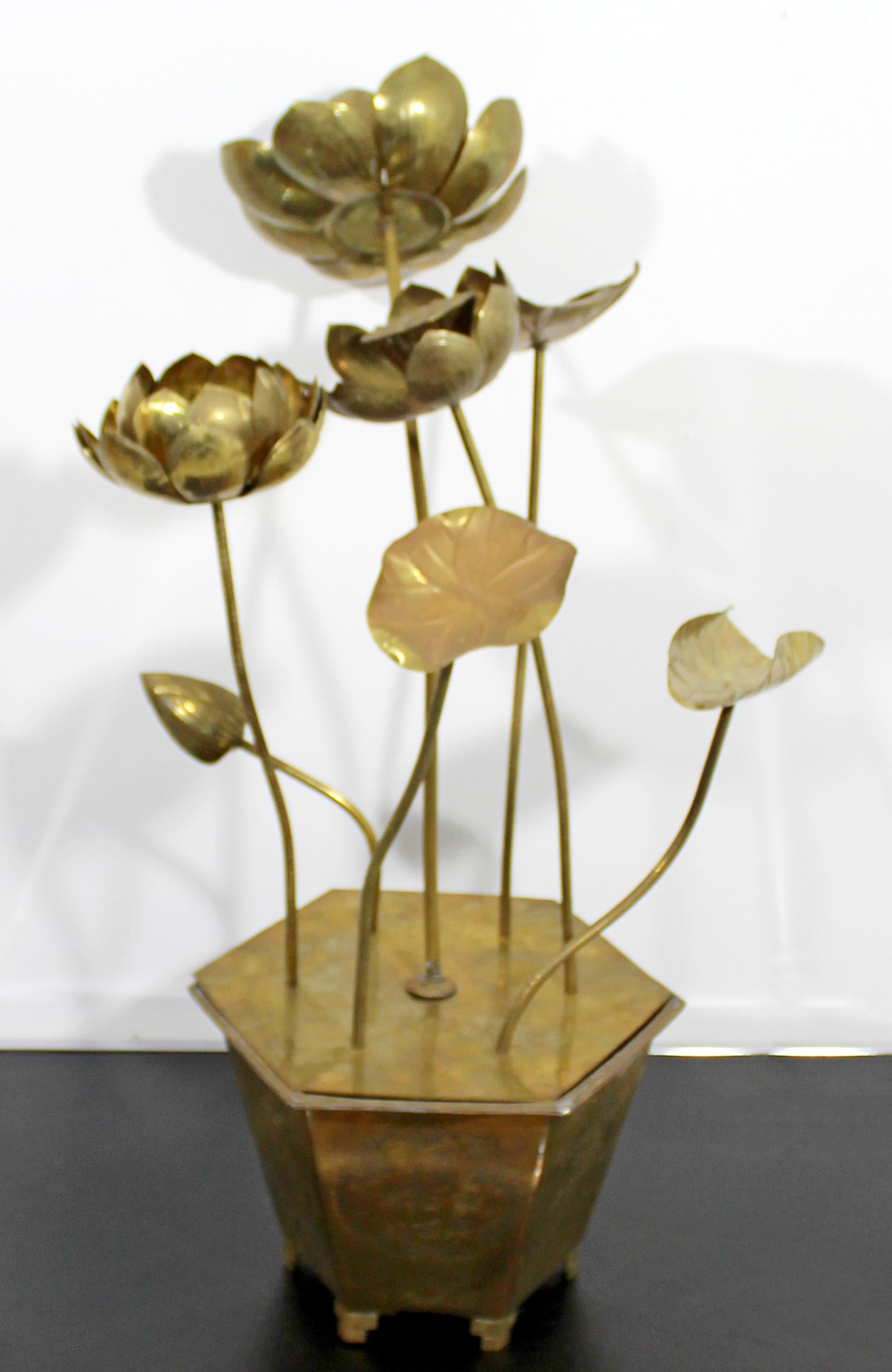 Mid-Century Modern Feldman Chinoiserie Brass Lotus Sculpture Jere Era, 1970s 5