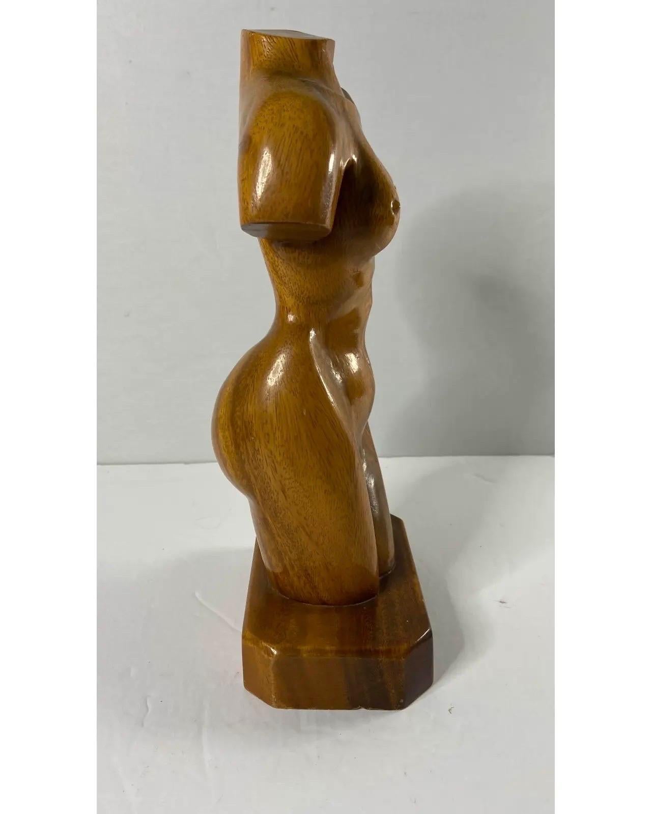 Mid-Century Modern Carved Wood Female Torso Sculpture/ bust Signed on the bottom “E.B.”