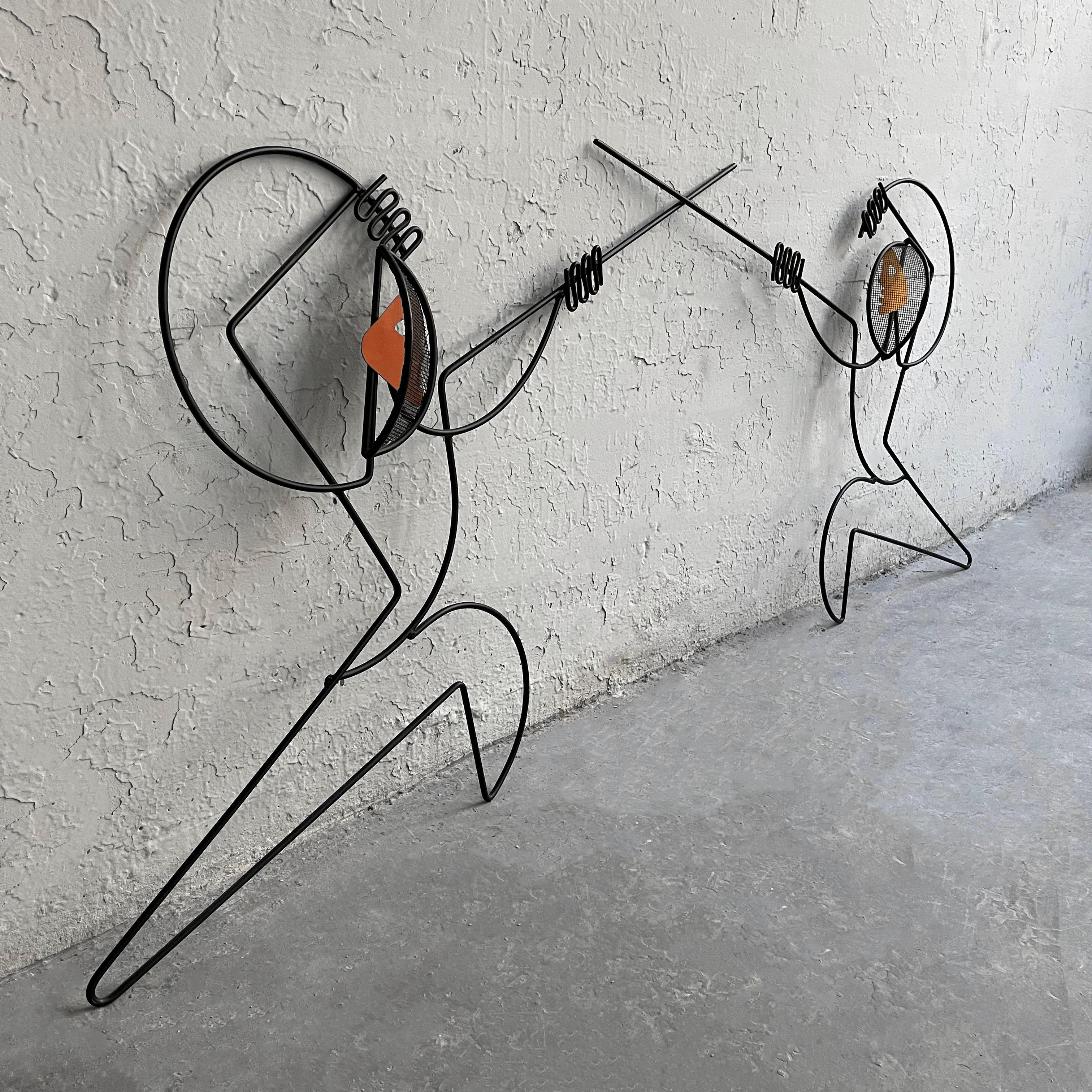 American Mid-Century Modern Fencer Wall Sculptures by Frederick Weinberg