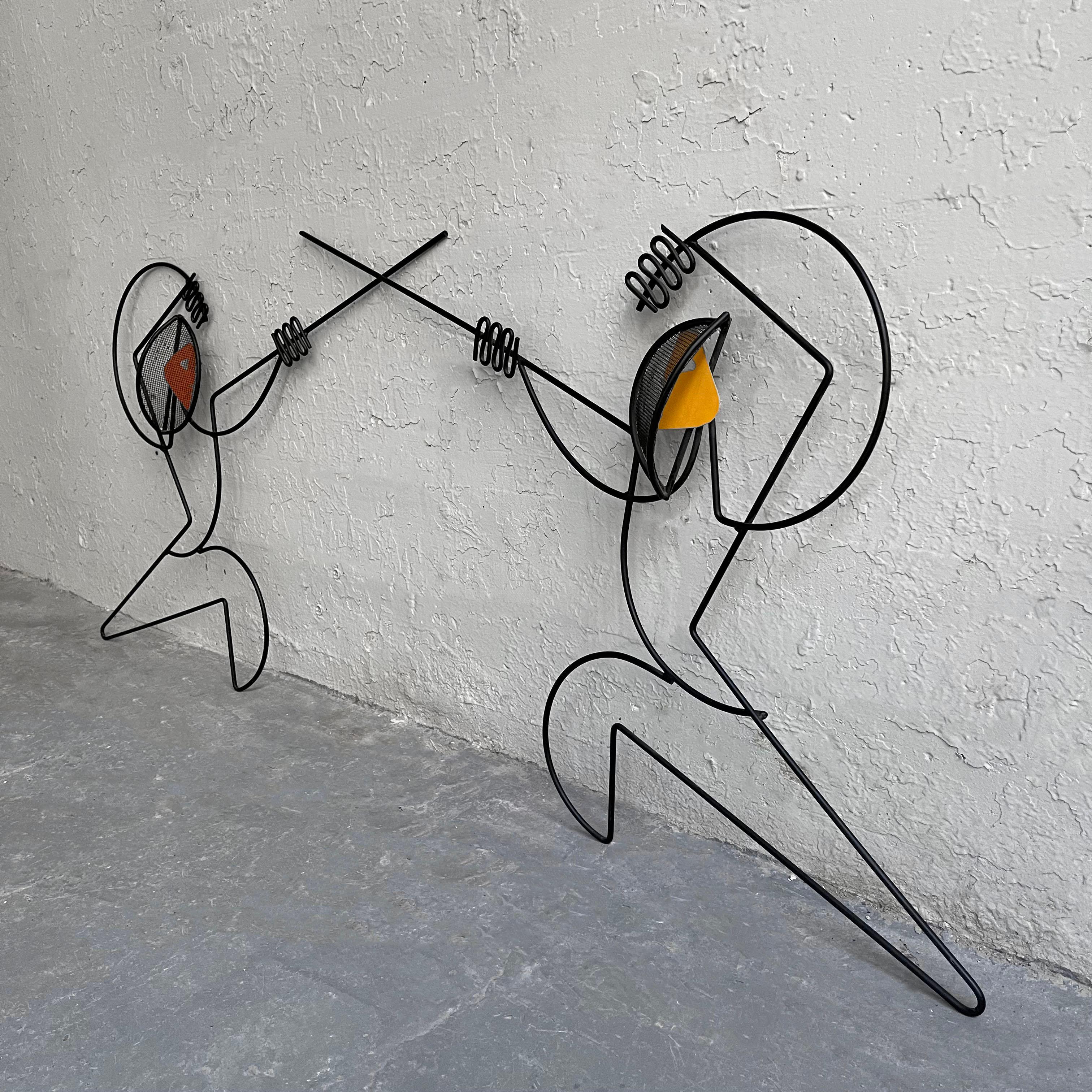 Mid-Century Modern Fencer Wall Sculptures by Frederick Weinberg In Good Condition In Brooklyn, NY