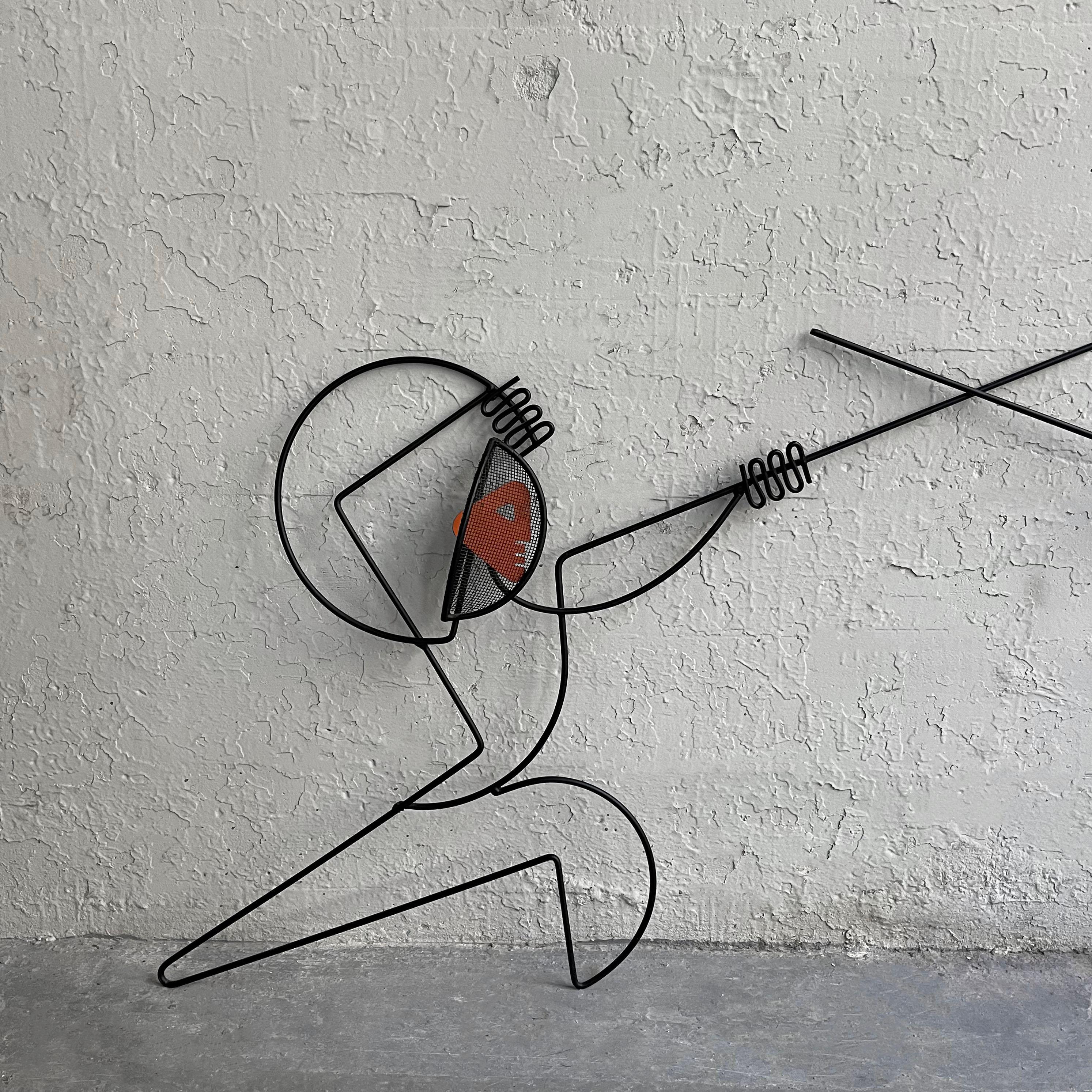 Wrought Iron Mid-Century Modern Fencer Wall Sculptures by Frederick Weinberg