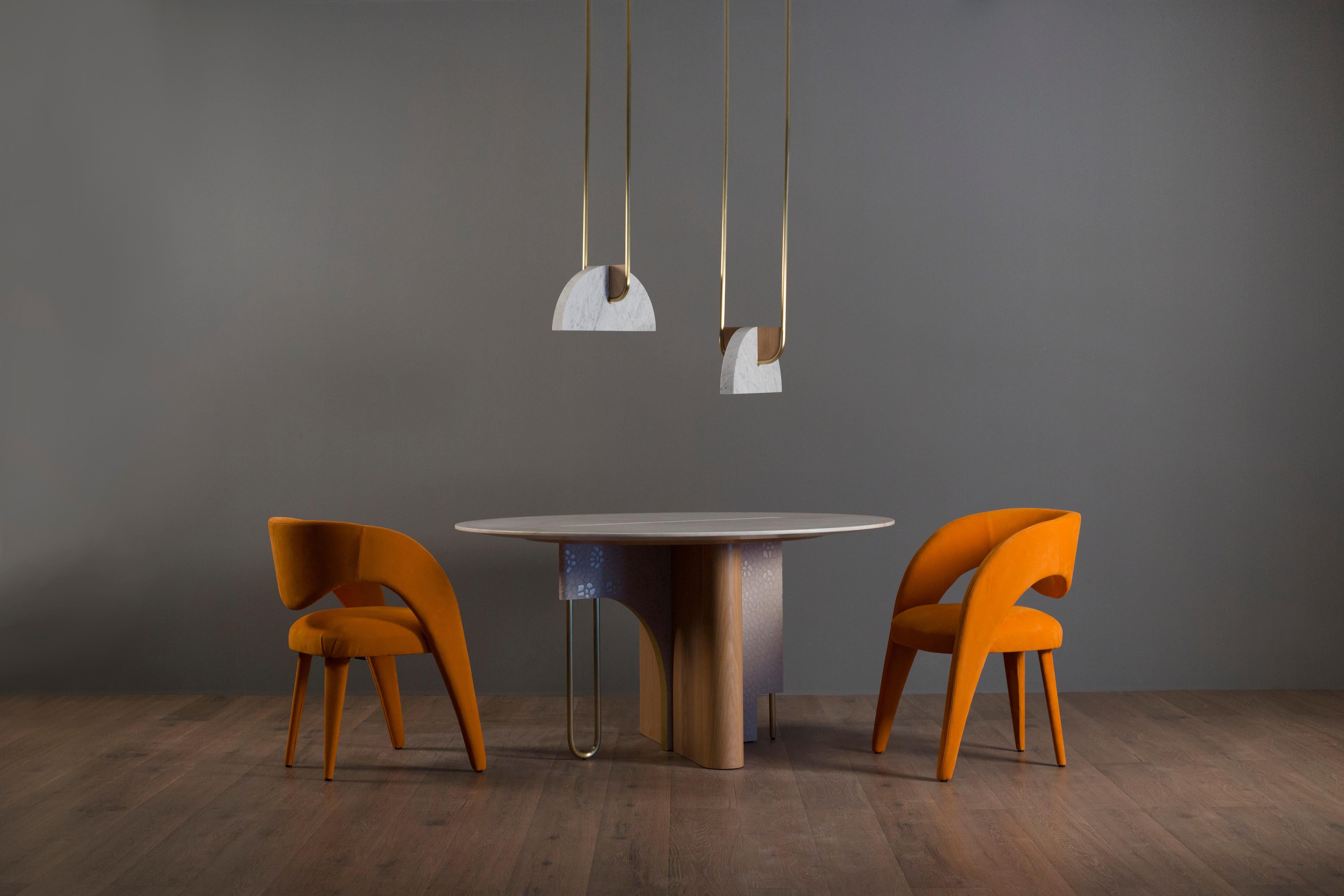 Mesa de comedor Ferreirinha moderna de mediados de siglo, roble, latón, hecha a mano por Greenapple en venta 3
