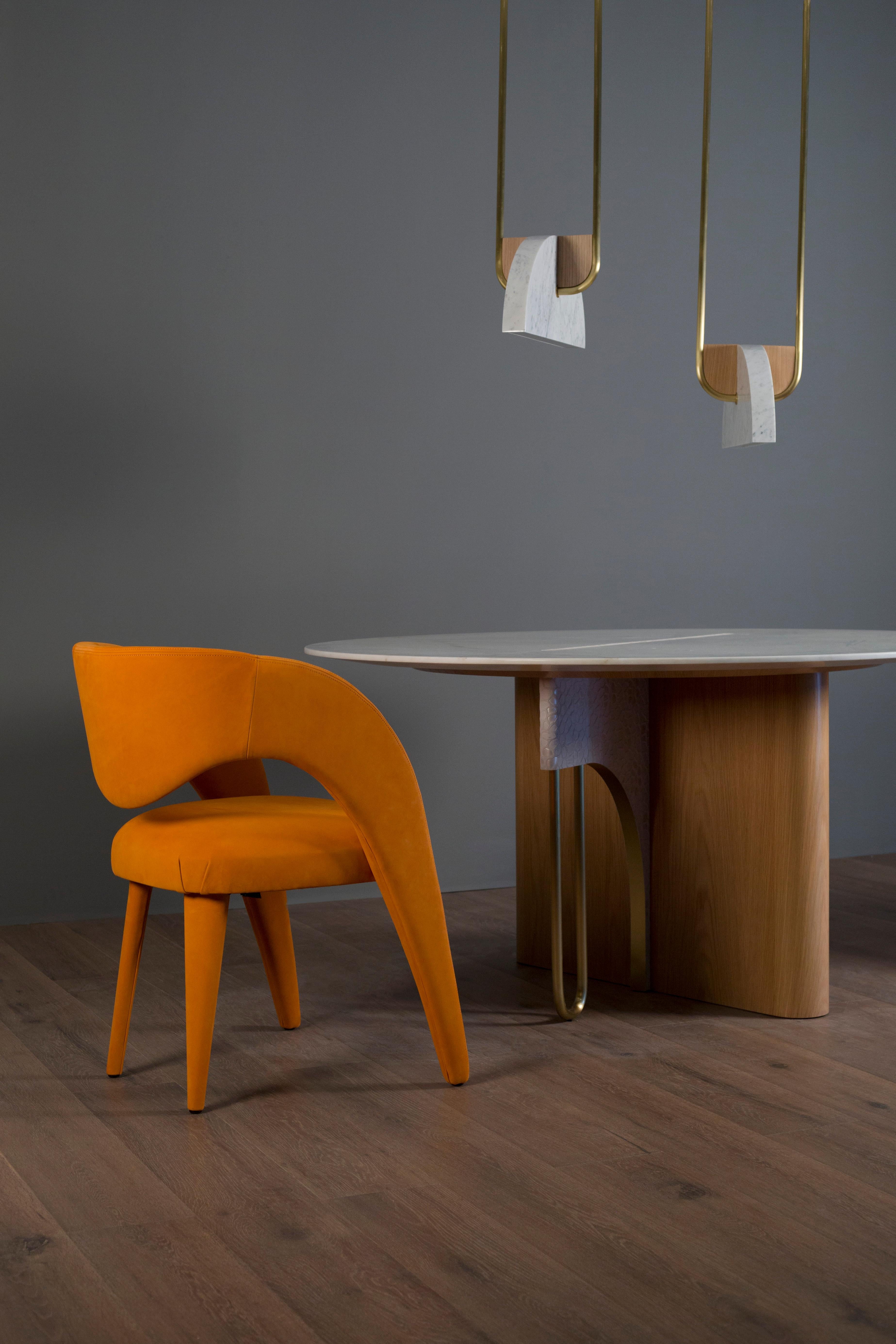 Mesa de comedor Ferreirinha moderna de mediados de siglo, roble, latón, hecha a mano por Greenapple en venta 4