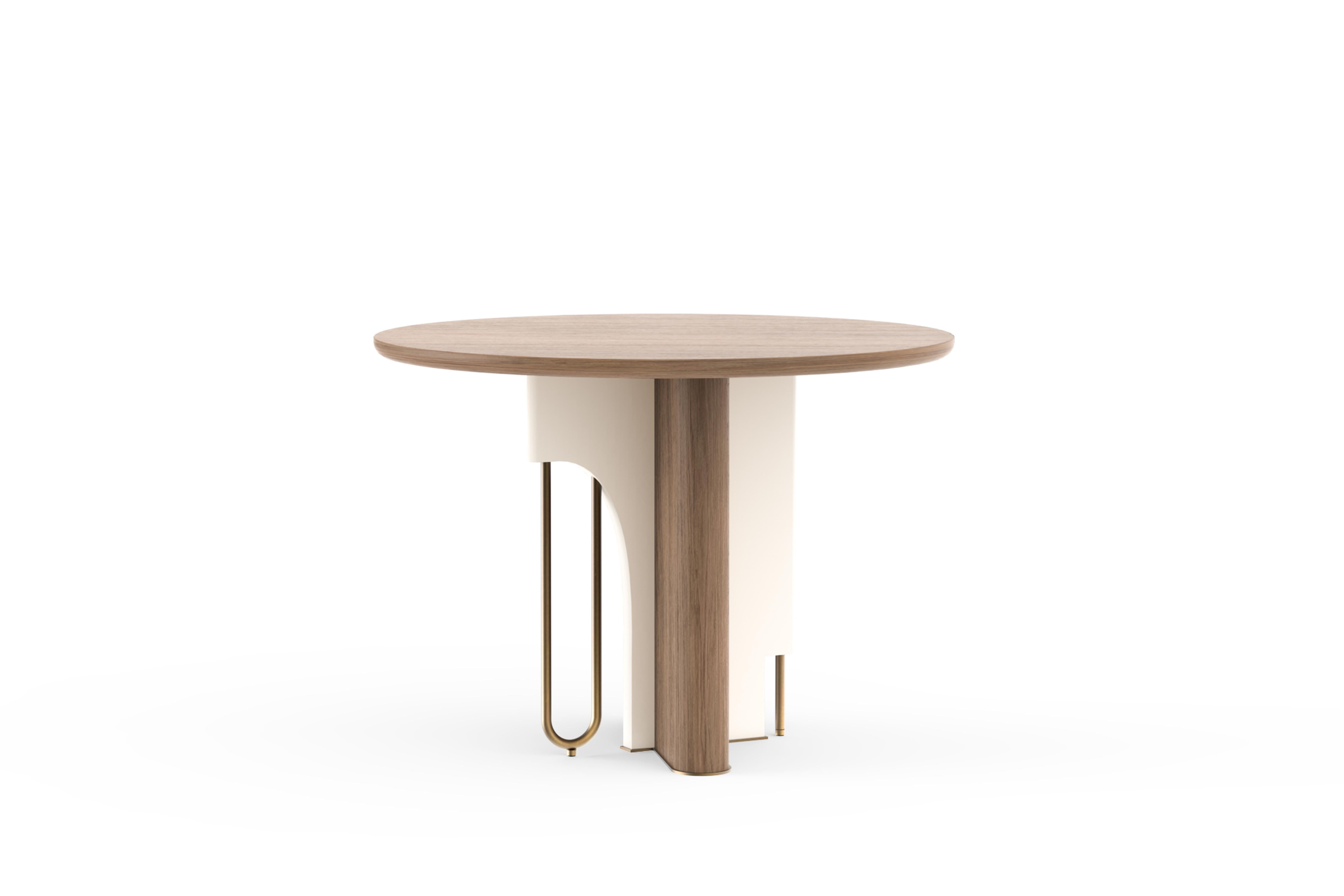 Mid-Century Modern Table de salle à manger Ferreirinha moderne du milieu du siècle, Oak Oak, Brass, Handmade by Greenapple en vente