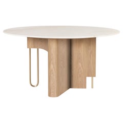 Mid-Century Modern Ferreirinha Marble Dining Table, Brass, Handmade Greenapple