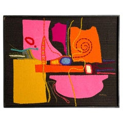 Colgante de pared de arte textil de puntada de mediados del siglo XX, por Carolyn Hall 1965