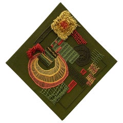 Mid-Century Modern Fiber Art Wall Hanging, Dated 1965