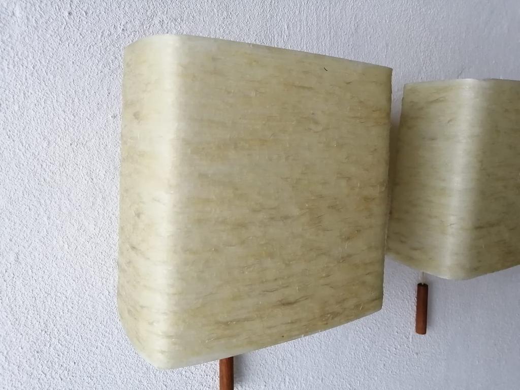 Mid-Century Modern Fiberglass Shades Pair of Sconces, 1950s, Germany 4