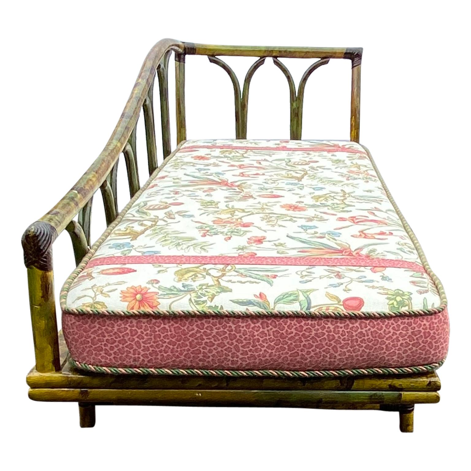Woven Ficks Reed Rattan Daybed Chaise Lounge, Mid-Century Modern