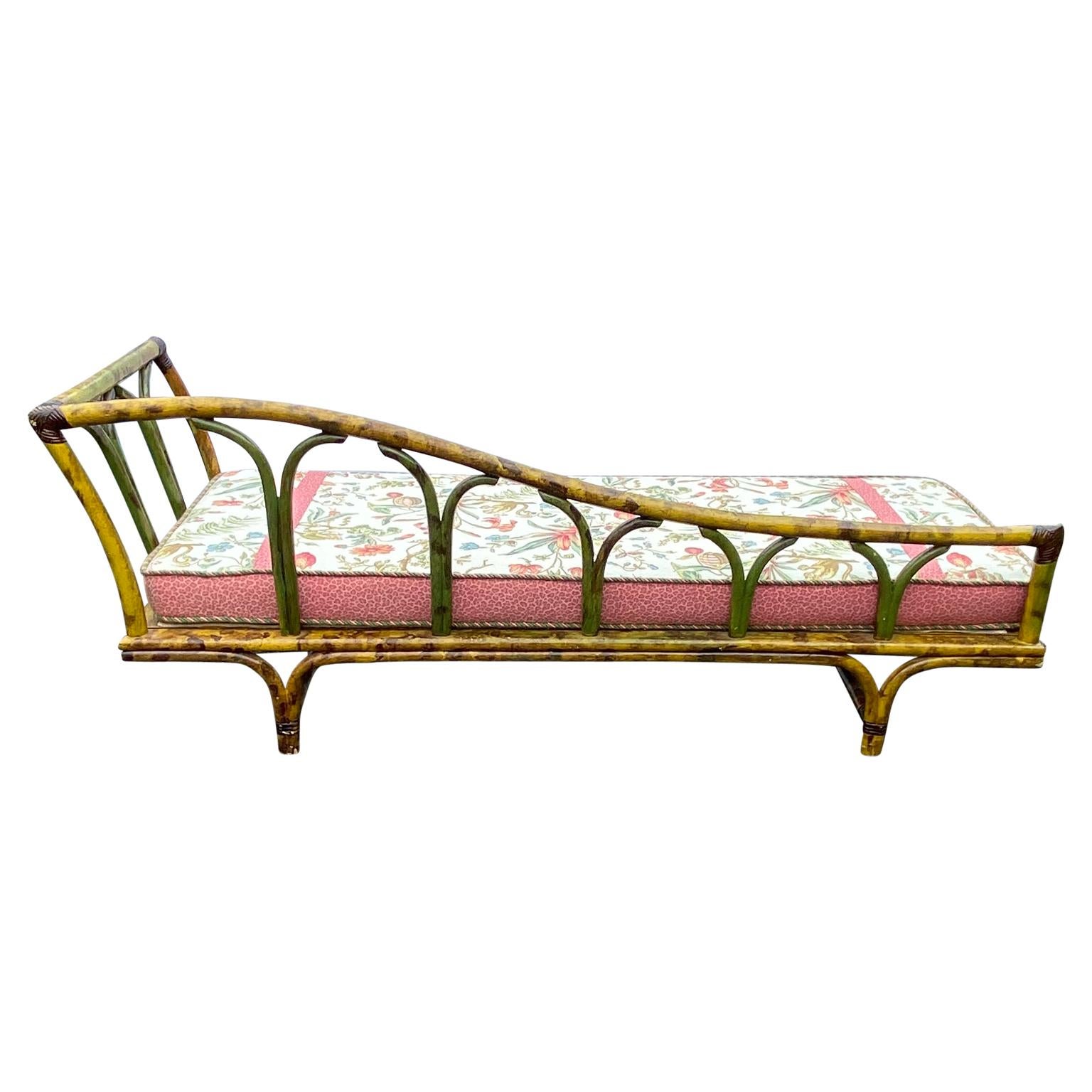 Mid-20th Century Ficks Reed Rattan Daybed Chaise Lounge, Mid-Century Modern