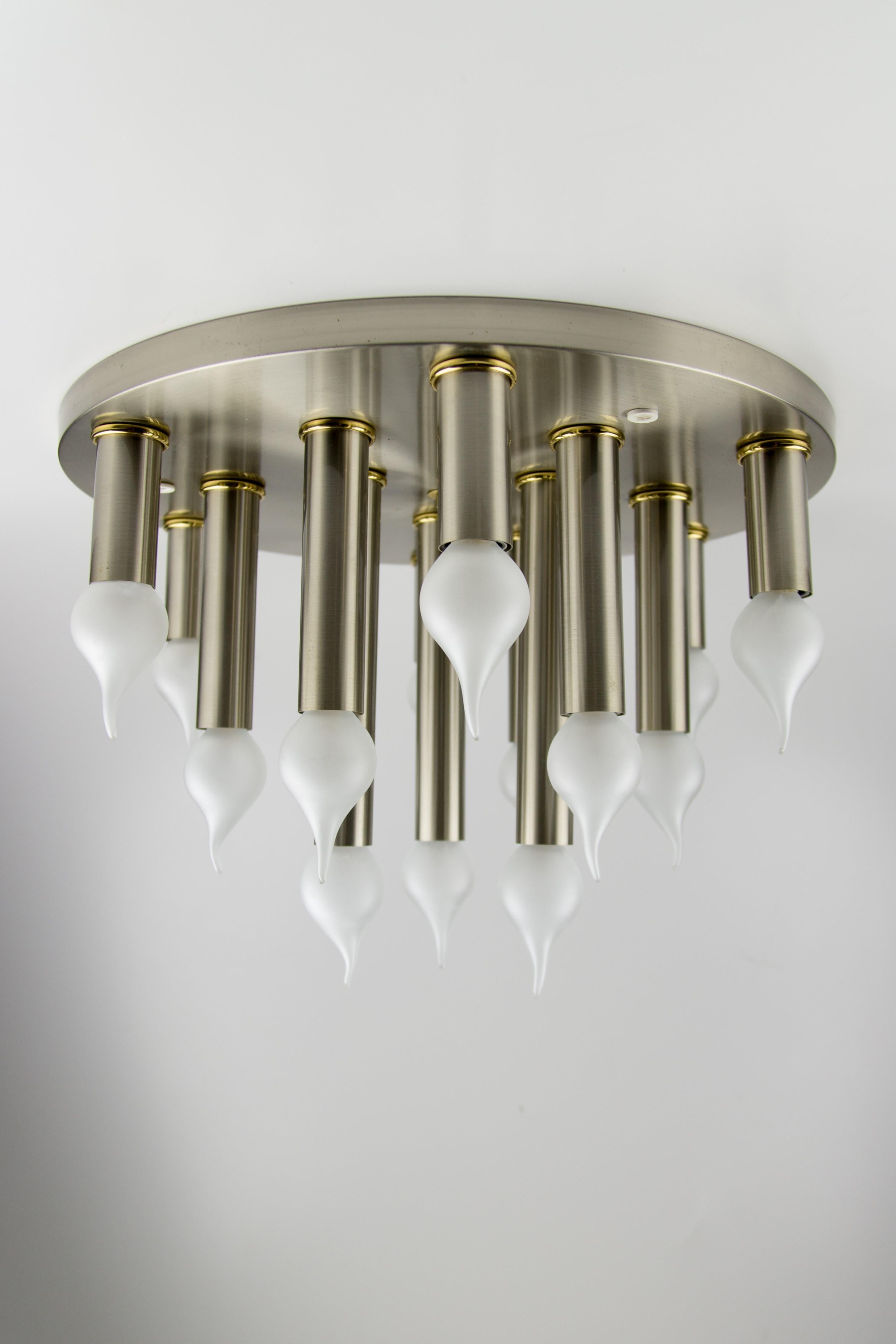 German Mid-Century Modern Fifteen-Light Ceiling Lamp from Sölken Leuchten, 1970's For Sale