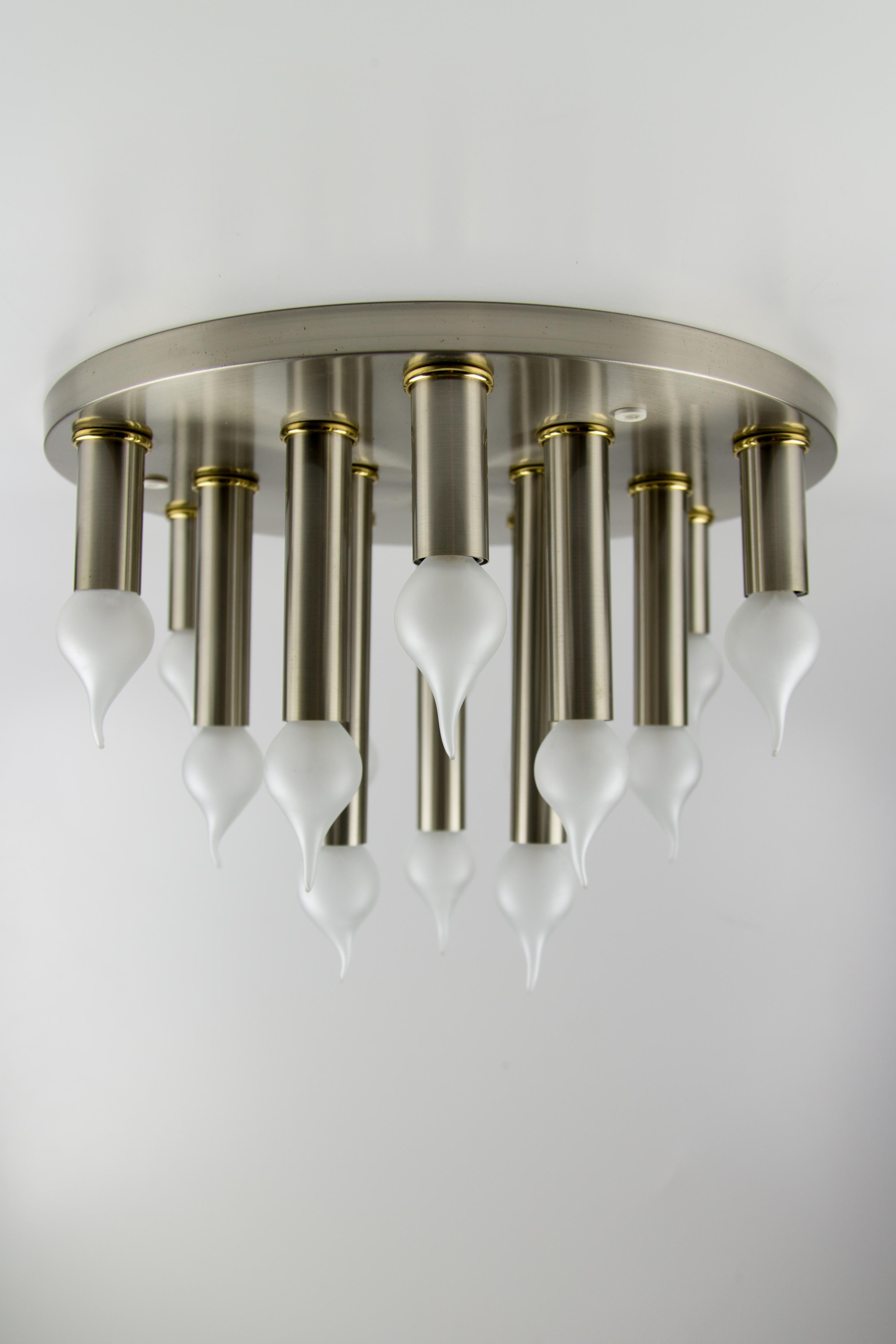 Mid-Century Modern Fifteen-Light Ceiling Lamp from Sölken Leuchten, 1970's In Good Condition For Sale In Barntrup, DE