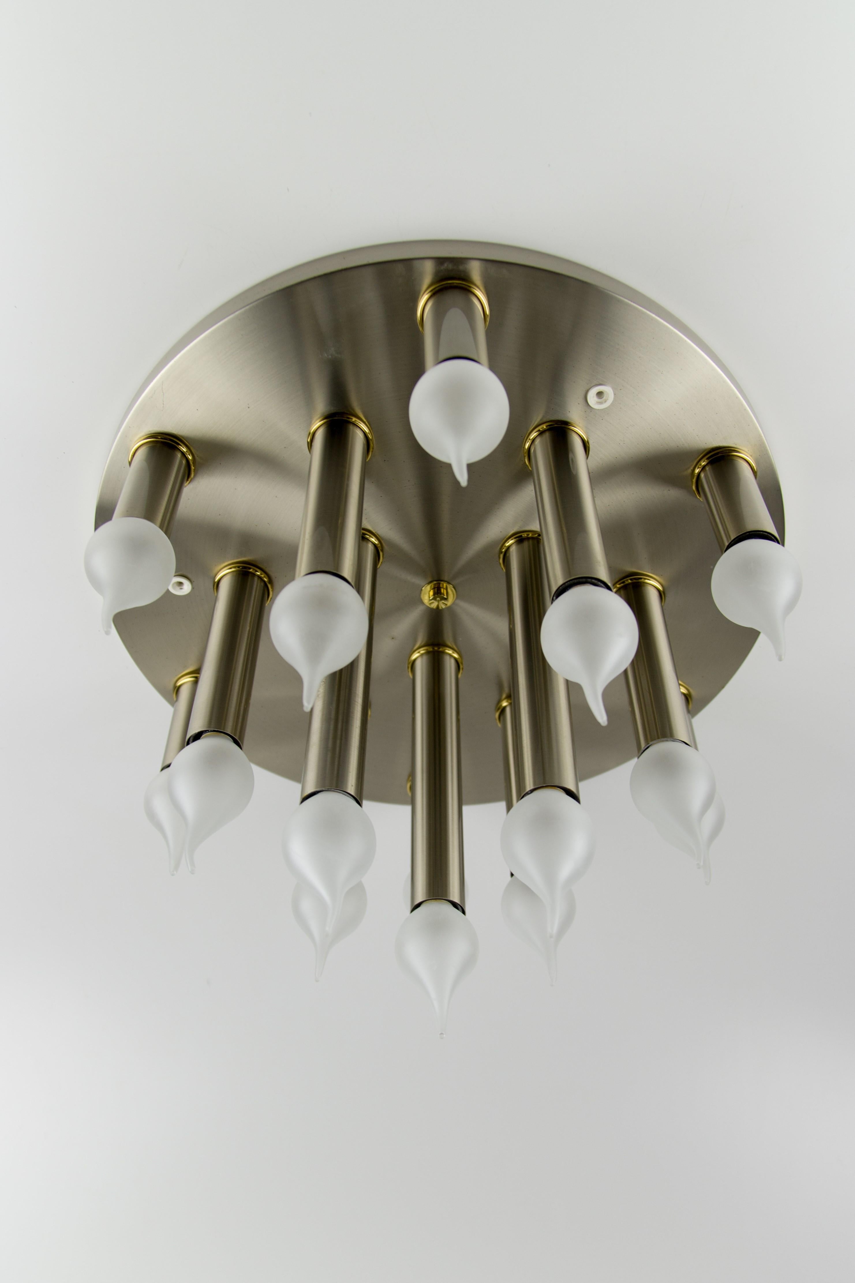 Late 20th Century Mid-Century Modern Fifteen-Light Ceiling Lamp from Sölken Leuchten, 1970's For Sale