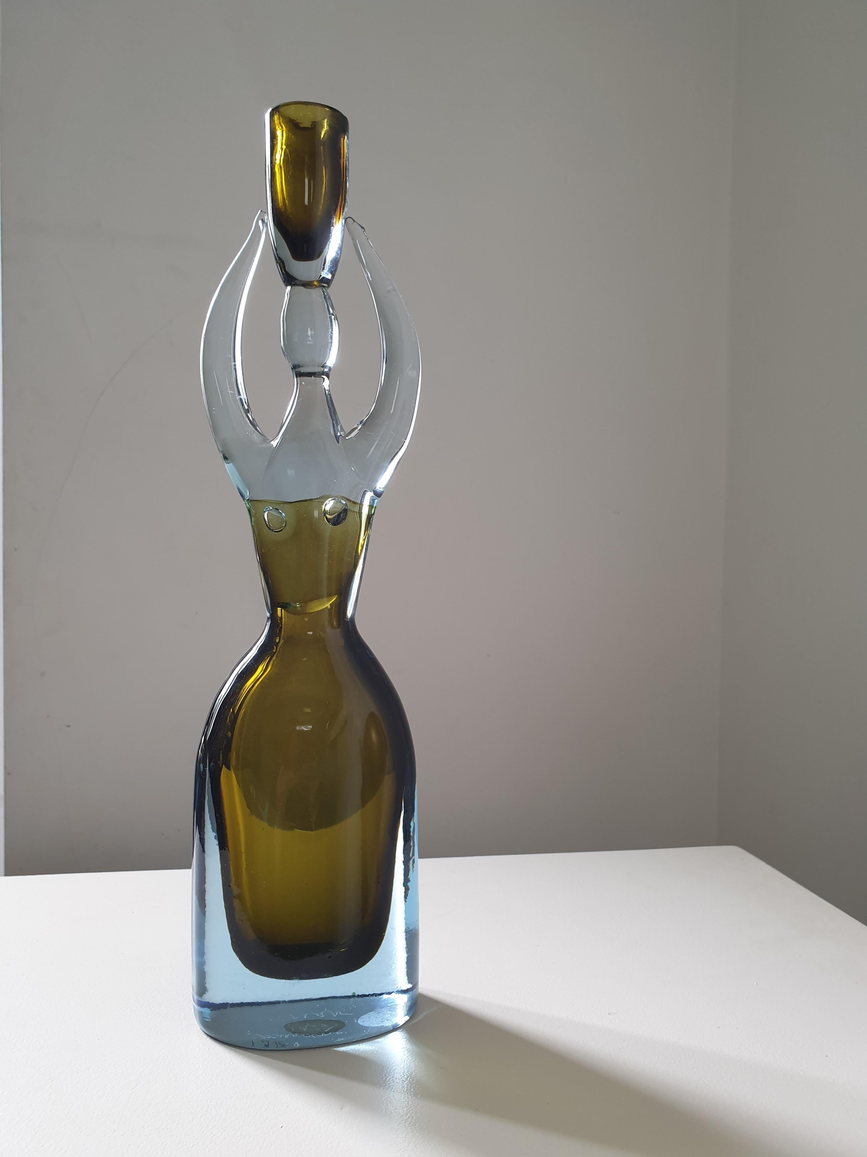 Mid-Century Modern Figura Glass Candlestick, Vetreria Gino Cenedese, Murano In Good Condition For Sale In London, GB