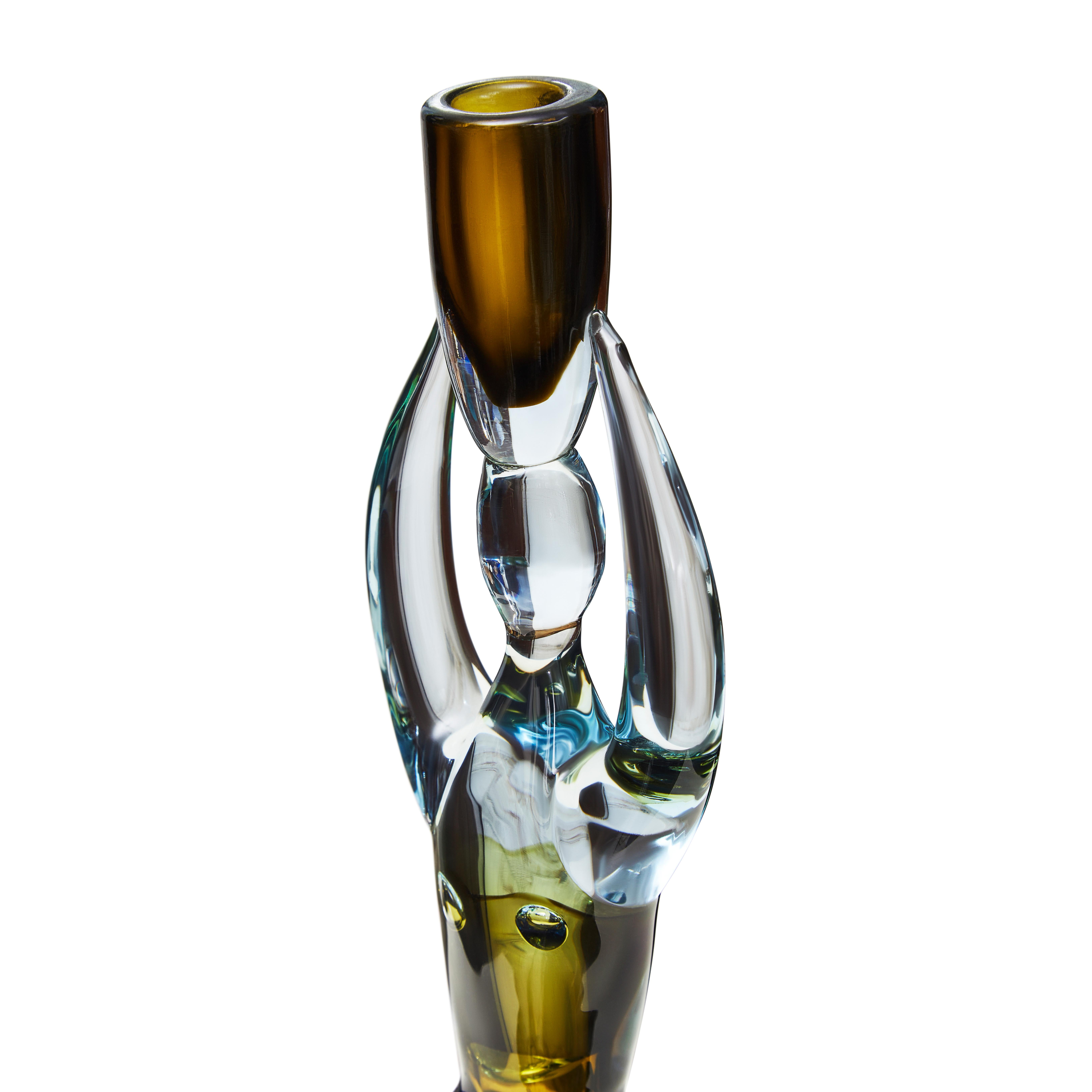 Italian Mid-Century Modern Figura Glass Candlestick, Vetreria Gino Cenedese, Murano For Sale