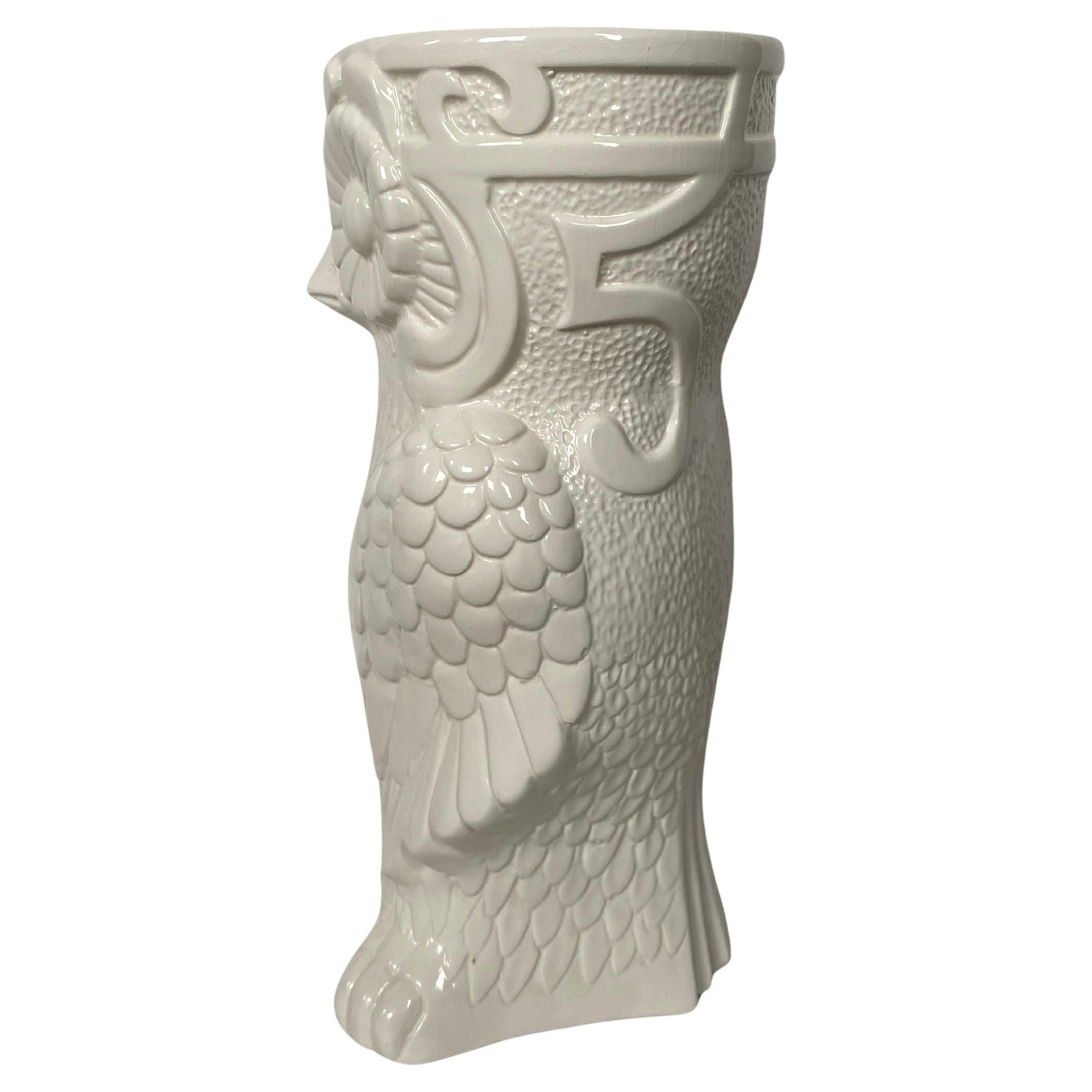 Mid-Century Modern Mid Century Modern Figural Ceramic Owl Umbrella Vase