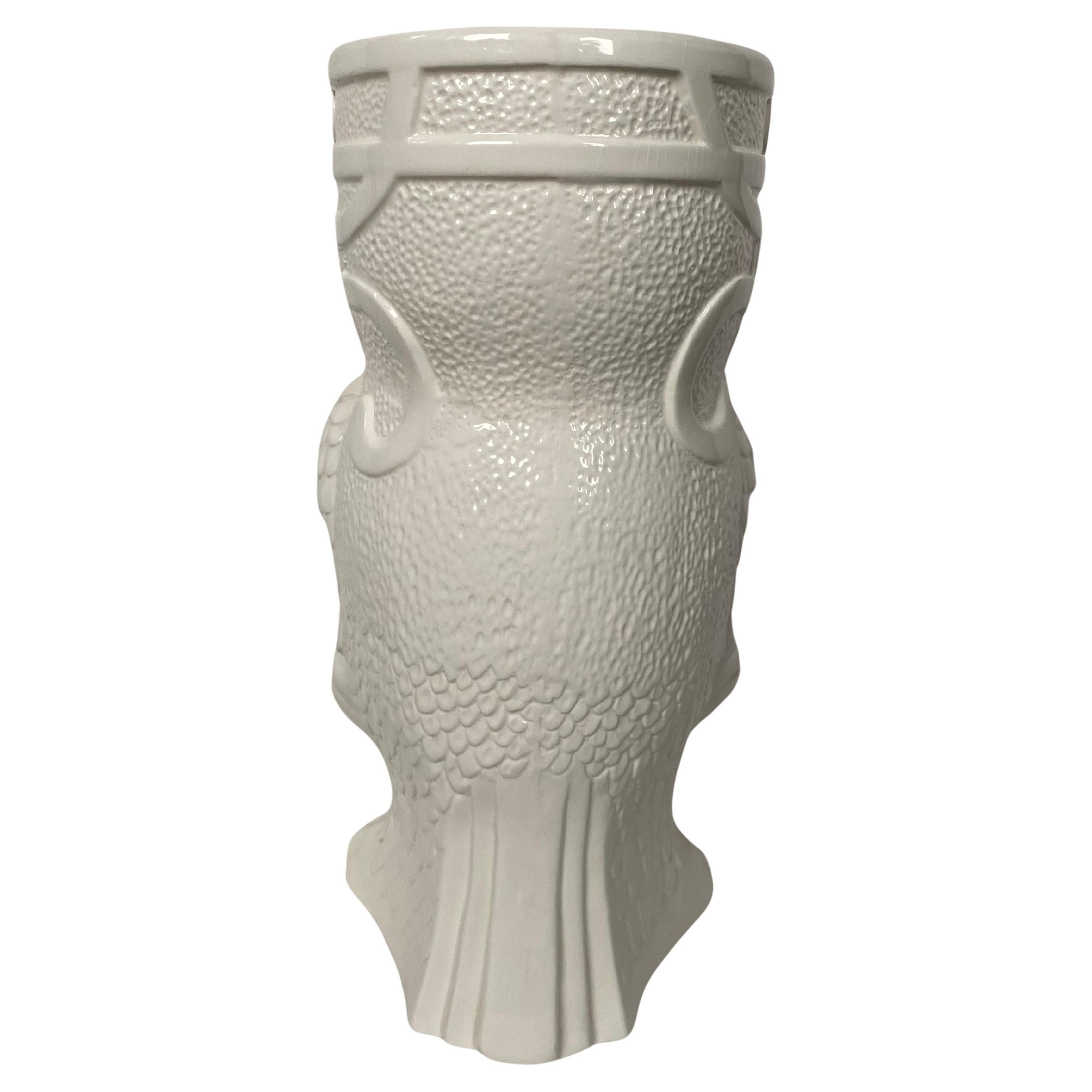 Spanish Mid Century Modern Figural Ceramic Owl Umbrella Vase