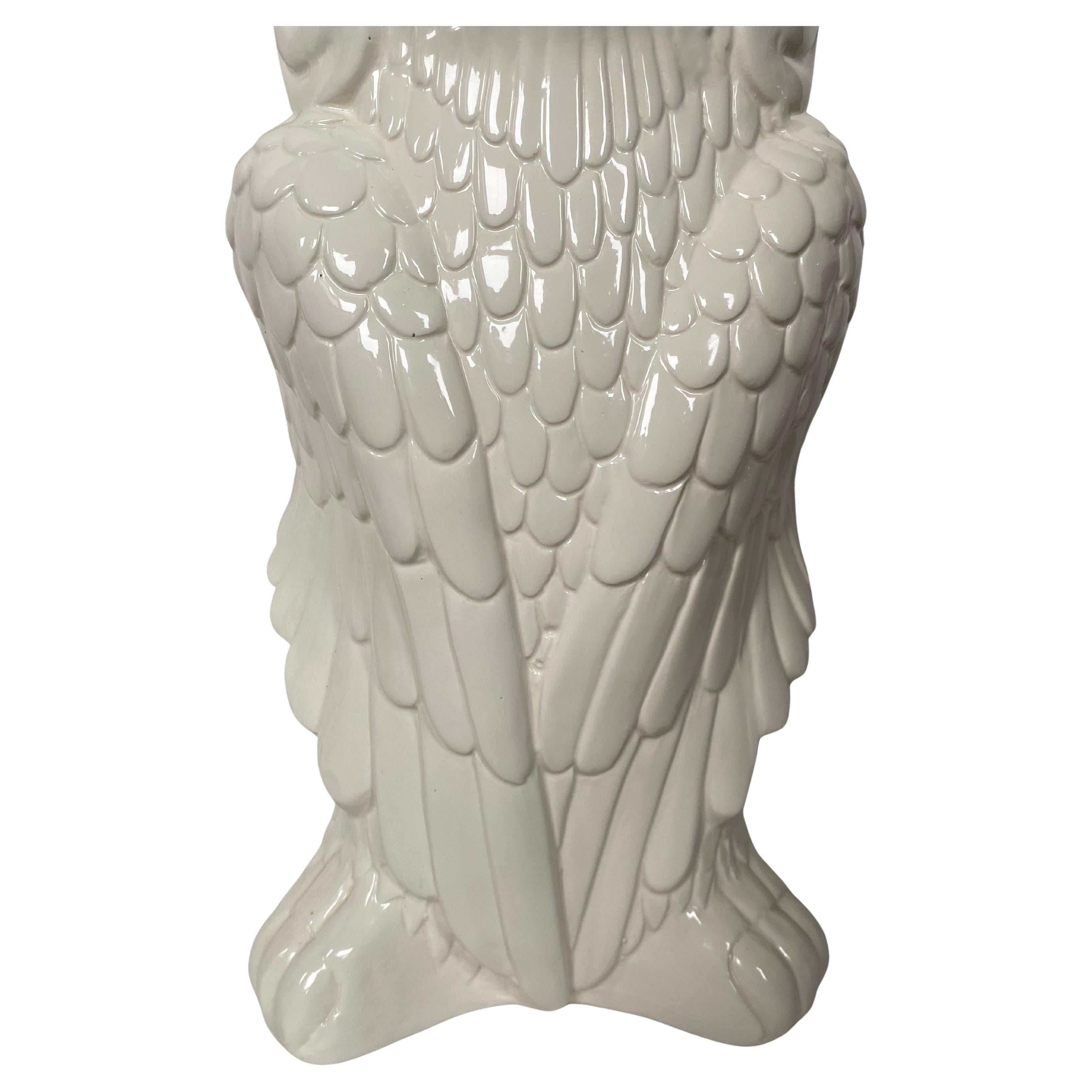 Mid Century Modern Figural Ceramic Owl Umbrella Vase 1