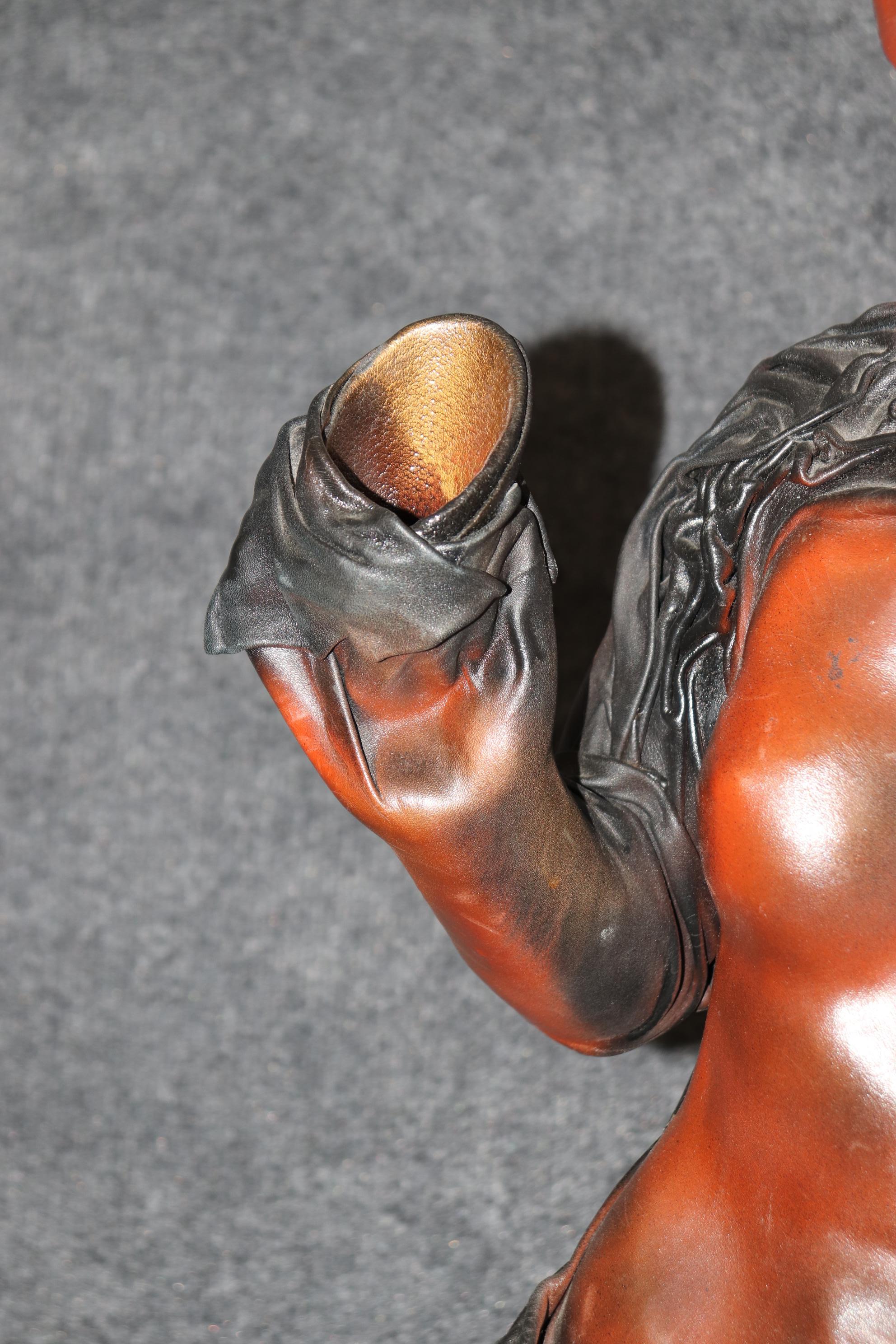 Mid Century Modern Figural Leather Wrapped Sculpture Attr to Daphne Du Barry For Sale 2