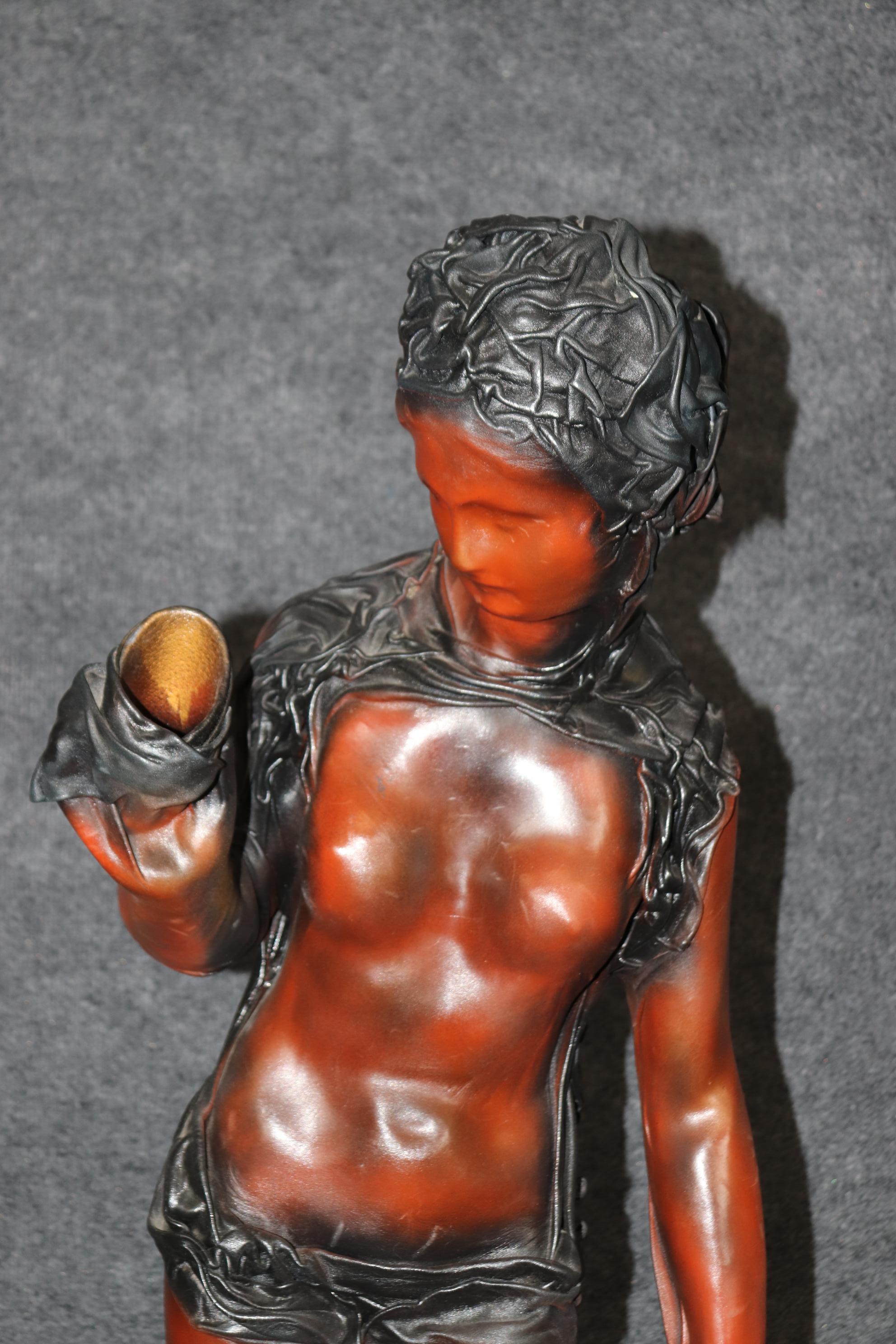 Hand-Crafted Mid Century Modern Figural Leather Wrapped Sculpture Attr to Daphne Du Barry For Sale