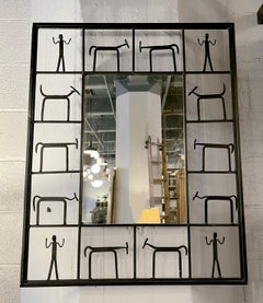 Specchio figurativo in ferro battuto di Frederick Weinberg Modern, metà del secolo scorso