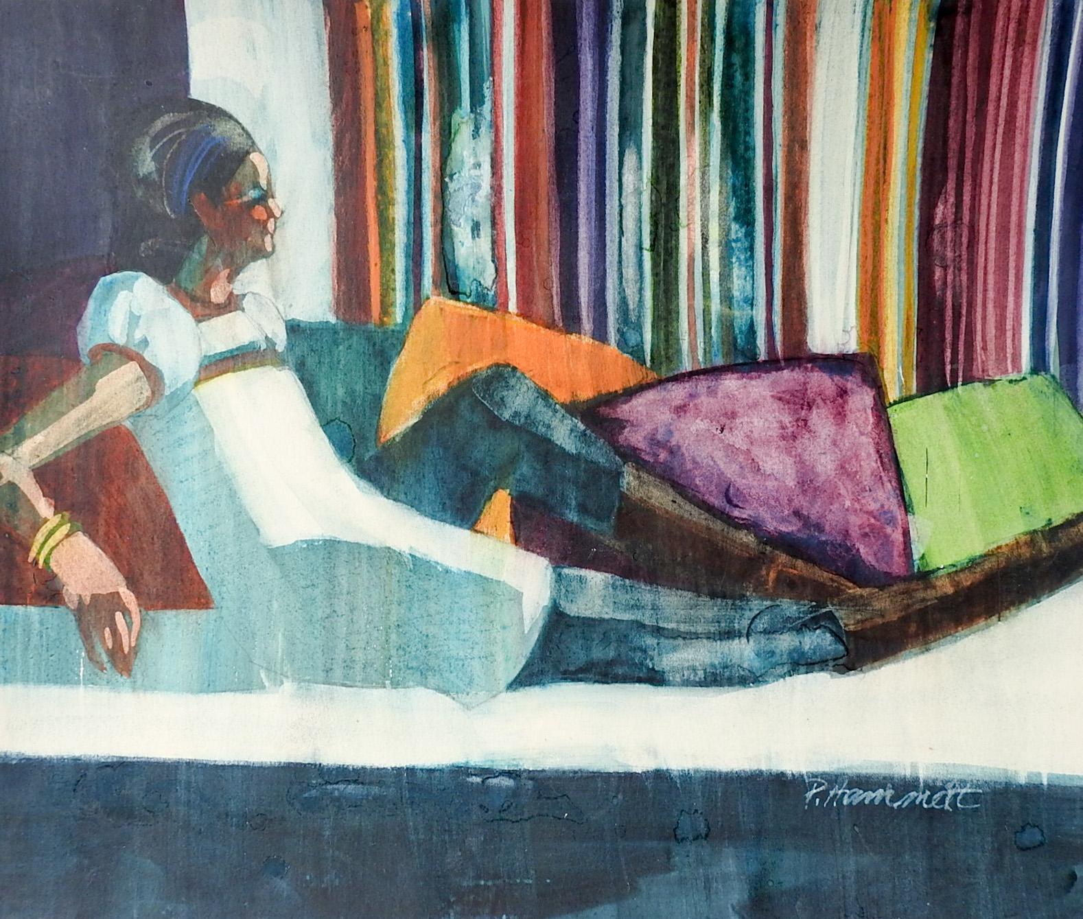 Mid-Century Modern Figure Painting by Polly Hammett In Good Condition For Sale In Seguin, TX