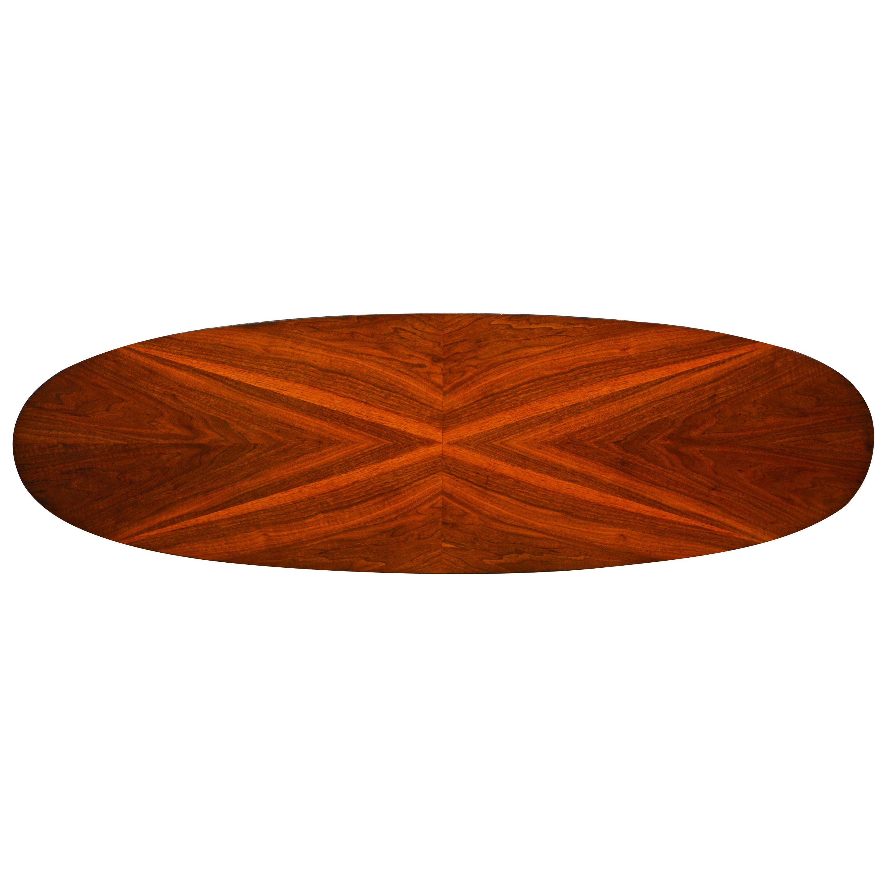 Mid-Century Figured Solid Walnut Surf Board Style Coffee Table by Custom Craft