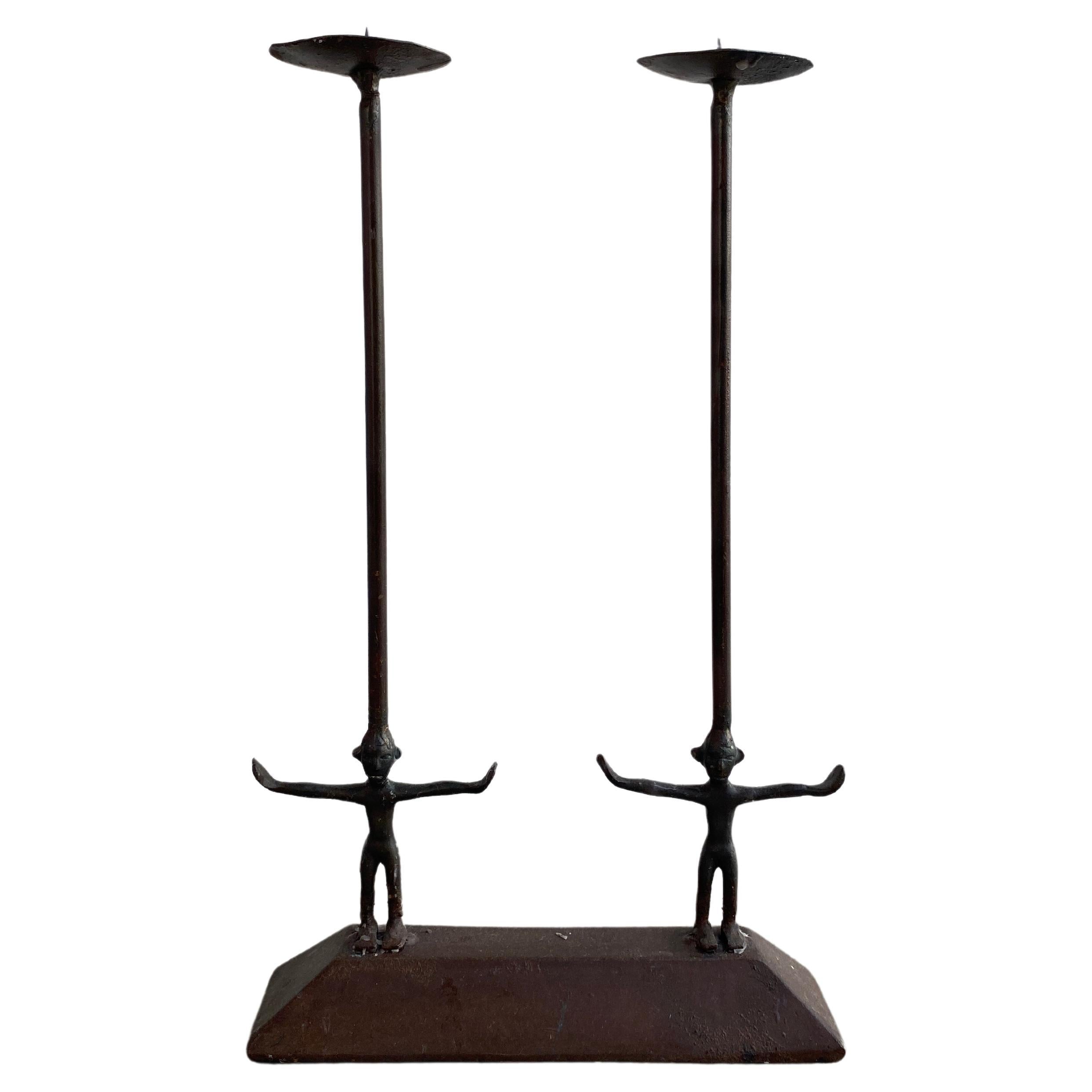Mid Century Modern figurine Eisen handgefertigt Kerzenhalter