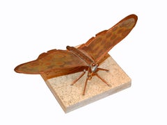 Mid-Century Modern Fine Art Sculpture Shaped Butterfly in Copper Terracotta Tile