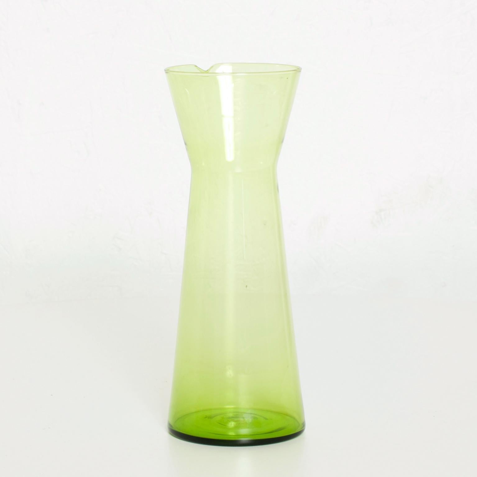 Late 20th Century Mid-Century Modern Finland Green Glass Pitcher Vase Designed by Kaj Franck