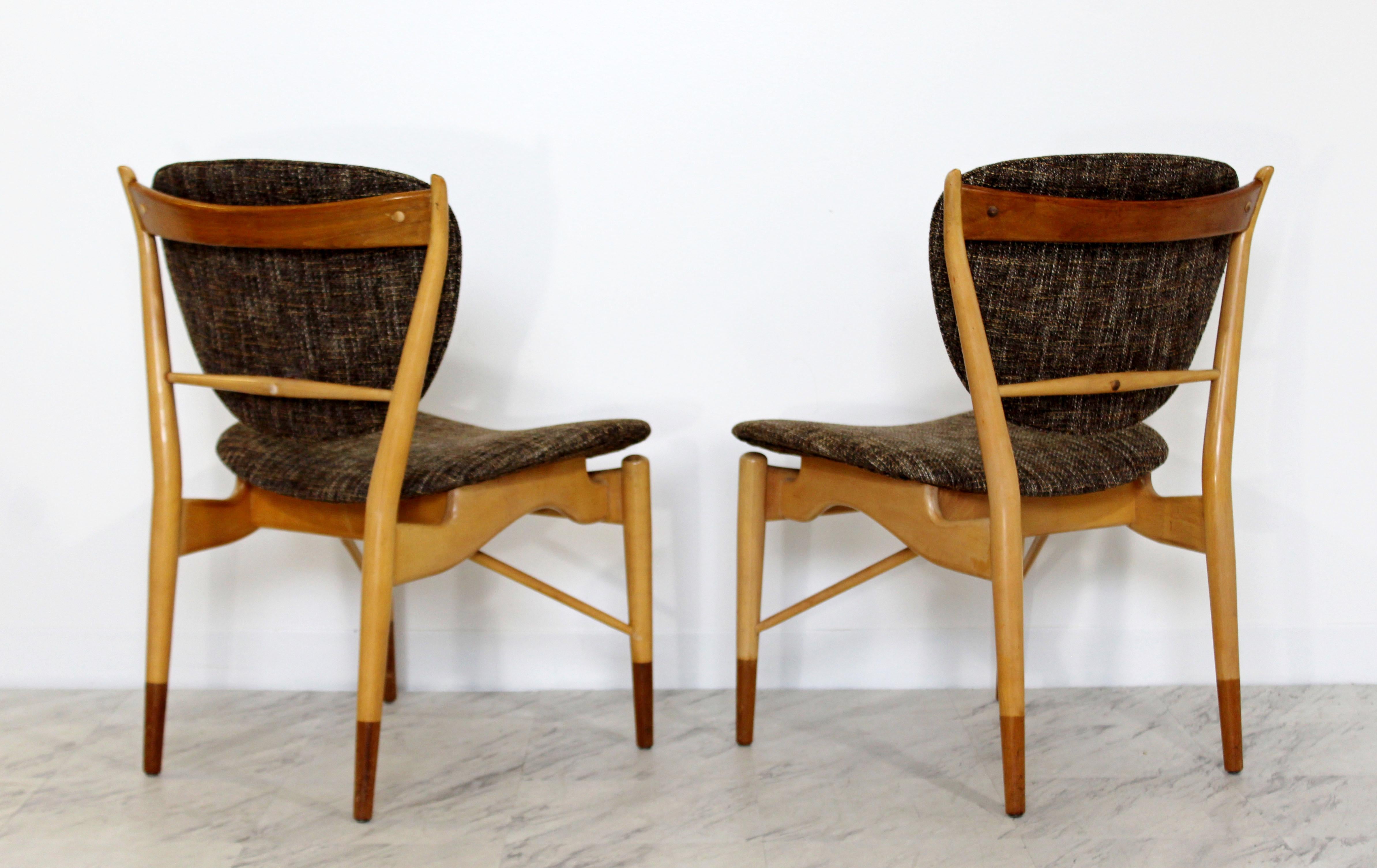 Maple Mid-Century Modern Finn Juhl for Baker Set of Six NV-51 Side Dining Chairs 1960s