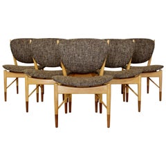 Mid-Century Modern Finn Juhl for Baker Set of Six NV-51 Side Dining Chairs 1960s