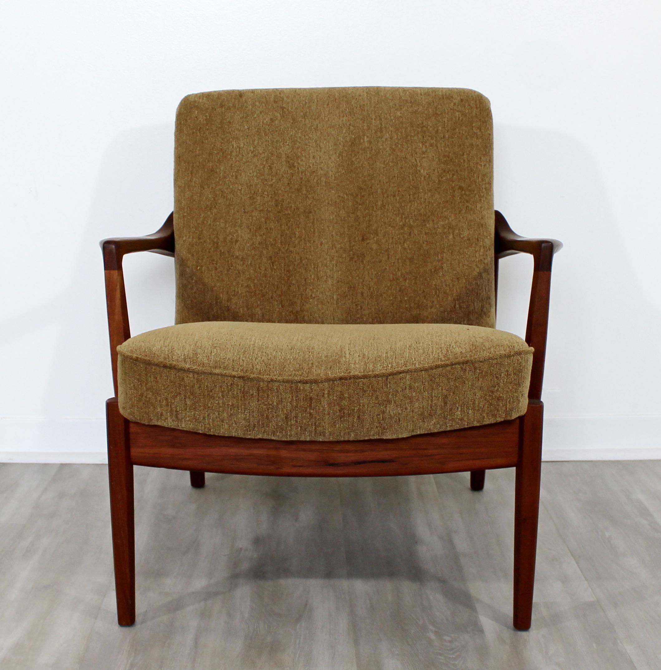 Scandinavian Mid Century Modern Danish 135 Teak Lounge Chair by Tove & Edvard Kindt-Larsen