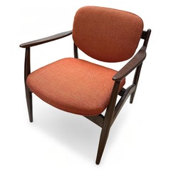 Mid-Century Modern Finn Juhl-Style Lounge Chair with New Upholstery
