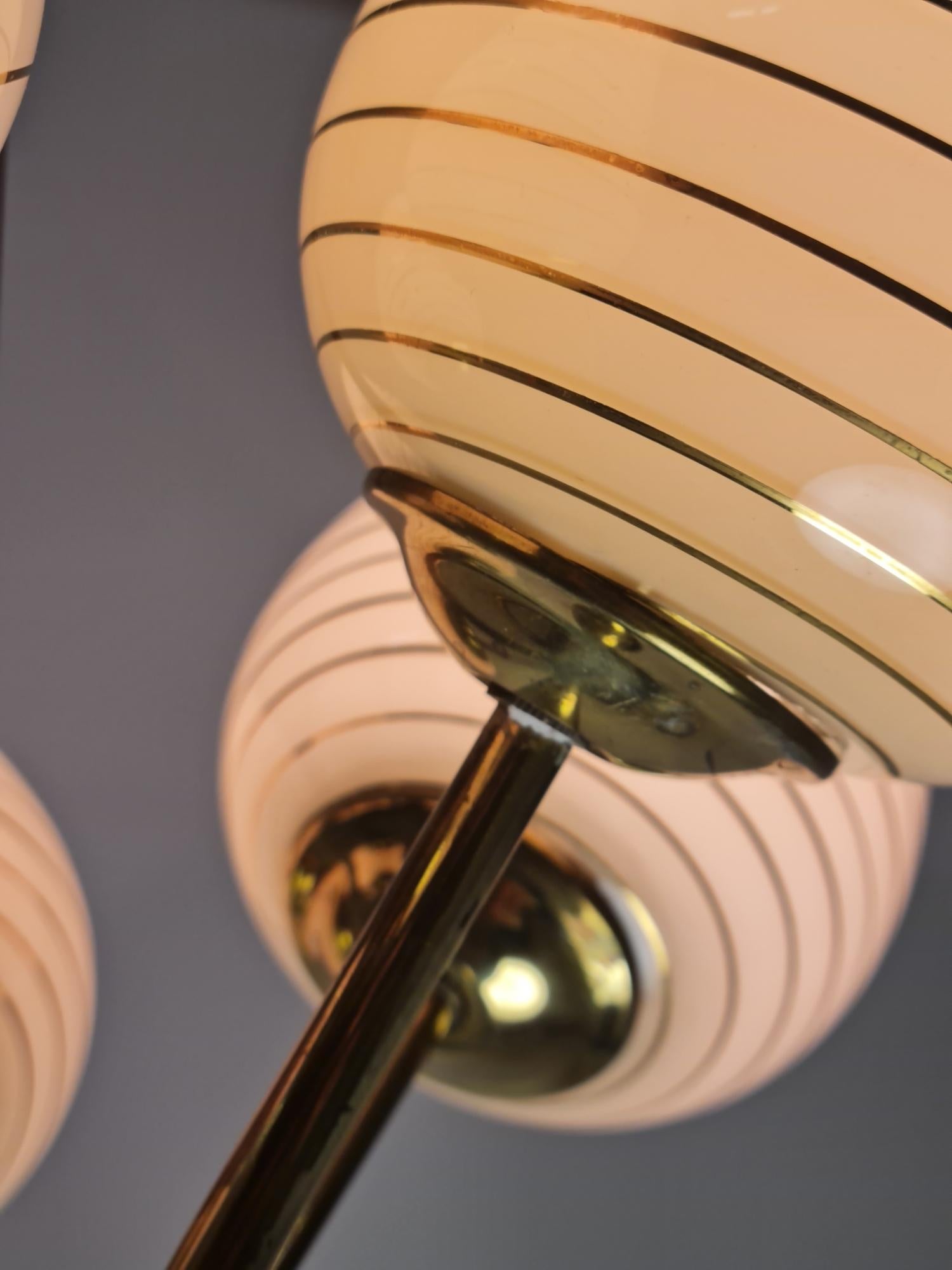 Mid-Century Modern Finnish Design Lamp in Brass and Hand Painted Glass, 1950s In Good Condition For Sale In Helsinki, FI