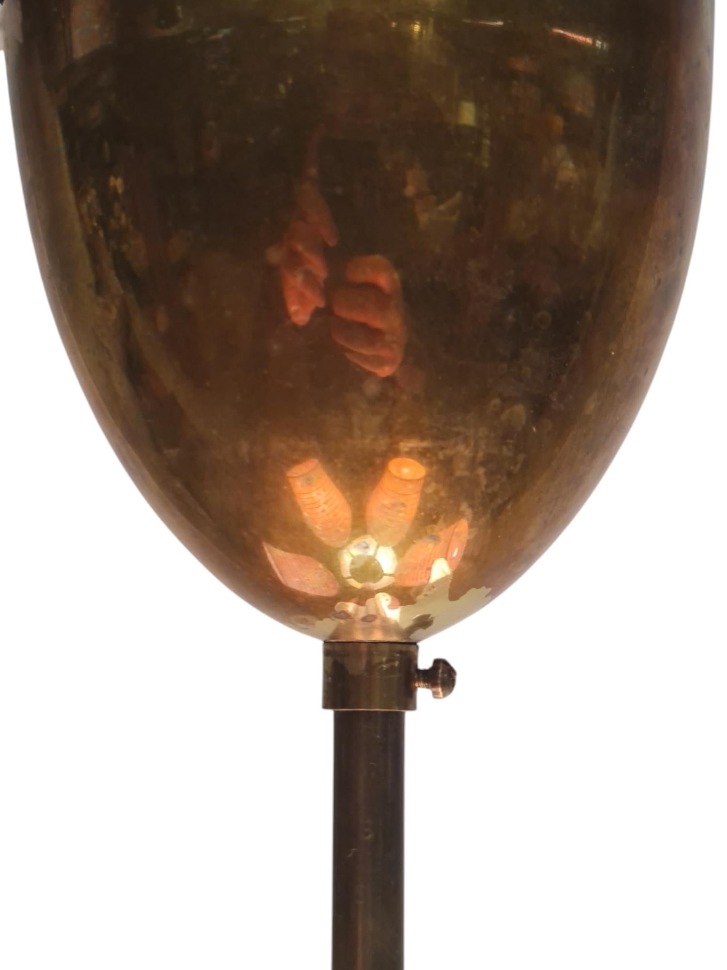 Mid-20th Century Mid-Century Modern Finnish Design Lamp in Brass and Hand Painted Glass, 1950s For Sale