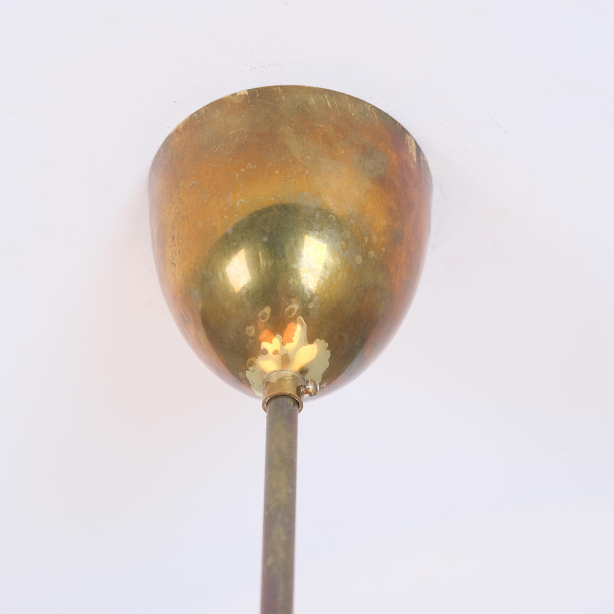 Mid-Century Modern Finnish Design Lamp in Brass and Hand Painted Glass, 1950s For Sale 2