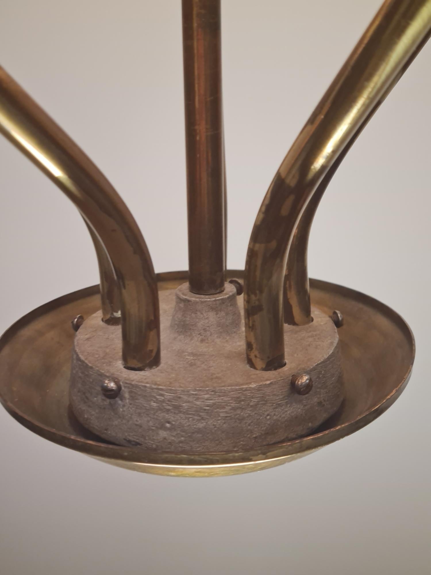 Mid-Century Modern Finnish Design Lamp in Brass and Hand Painted Glass, 1950s For Sale 3