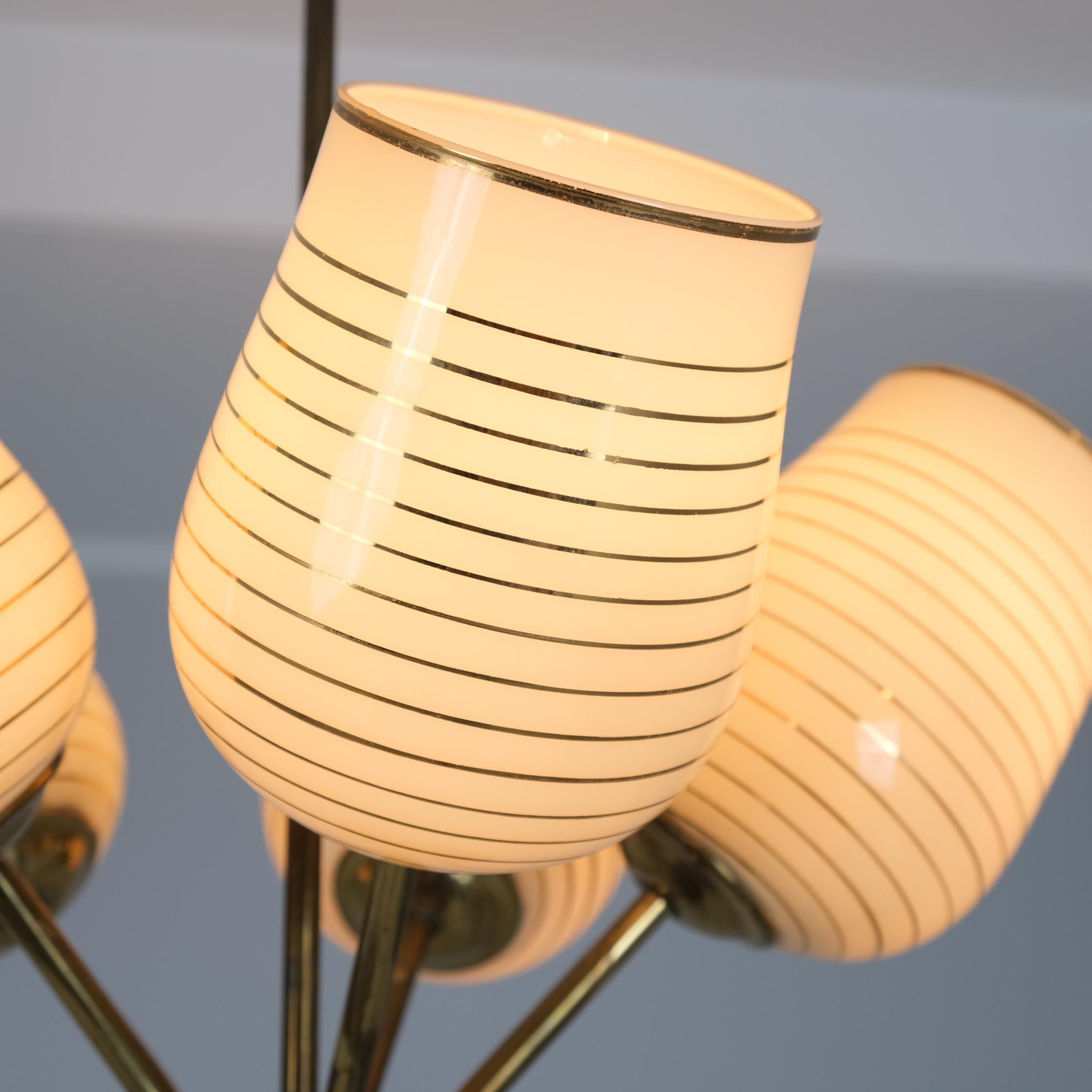 Mid-Century Modern Finnish Design Lamp in Brass and Hand Painted Glass, 1950s For Sale 3