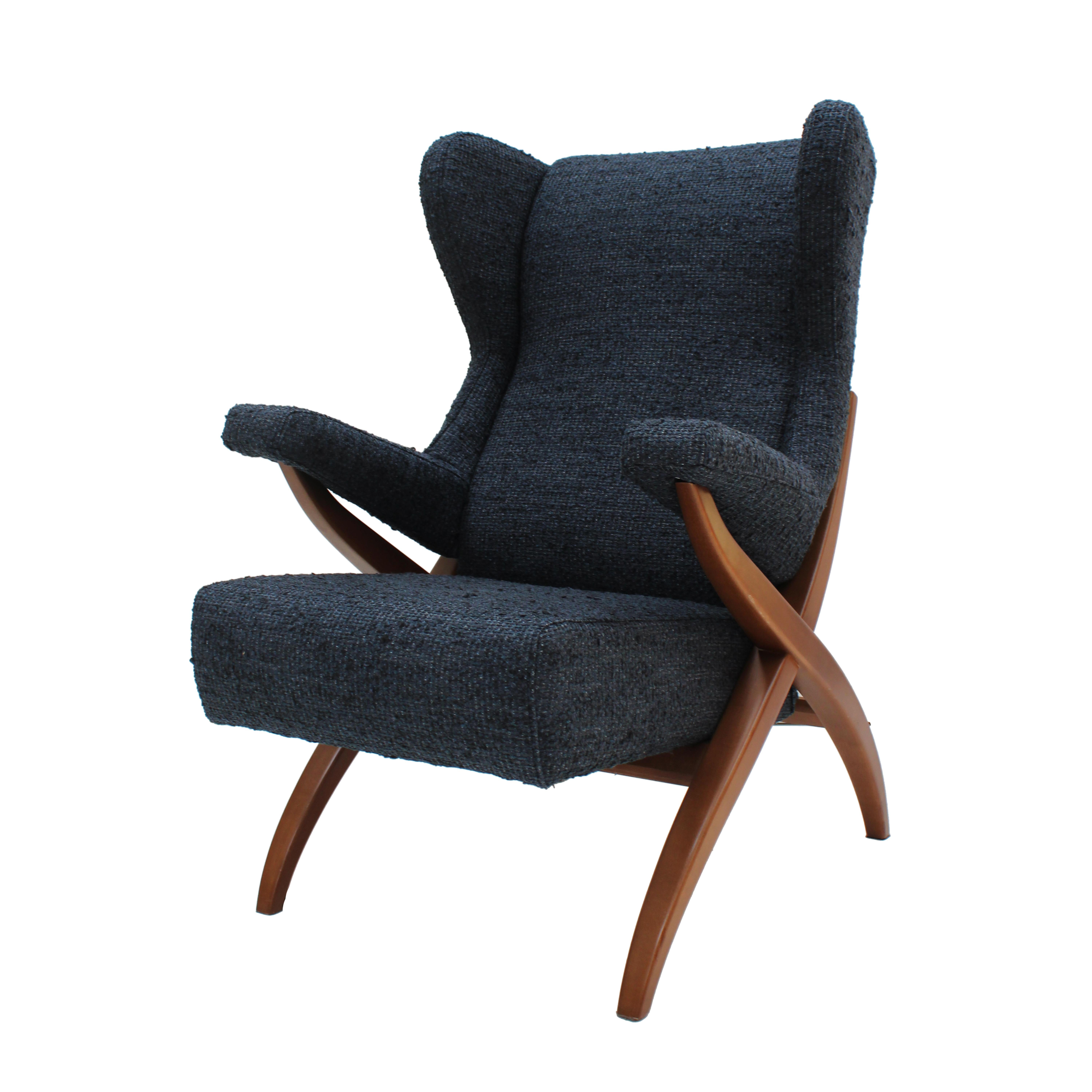 Wool Mid Century Modern Fiorenza Italian Armchairs Designed By Franco Albini, 1950 For Sale