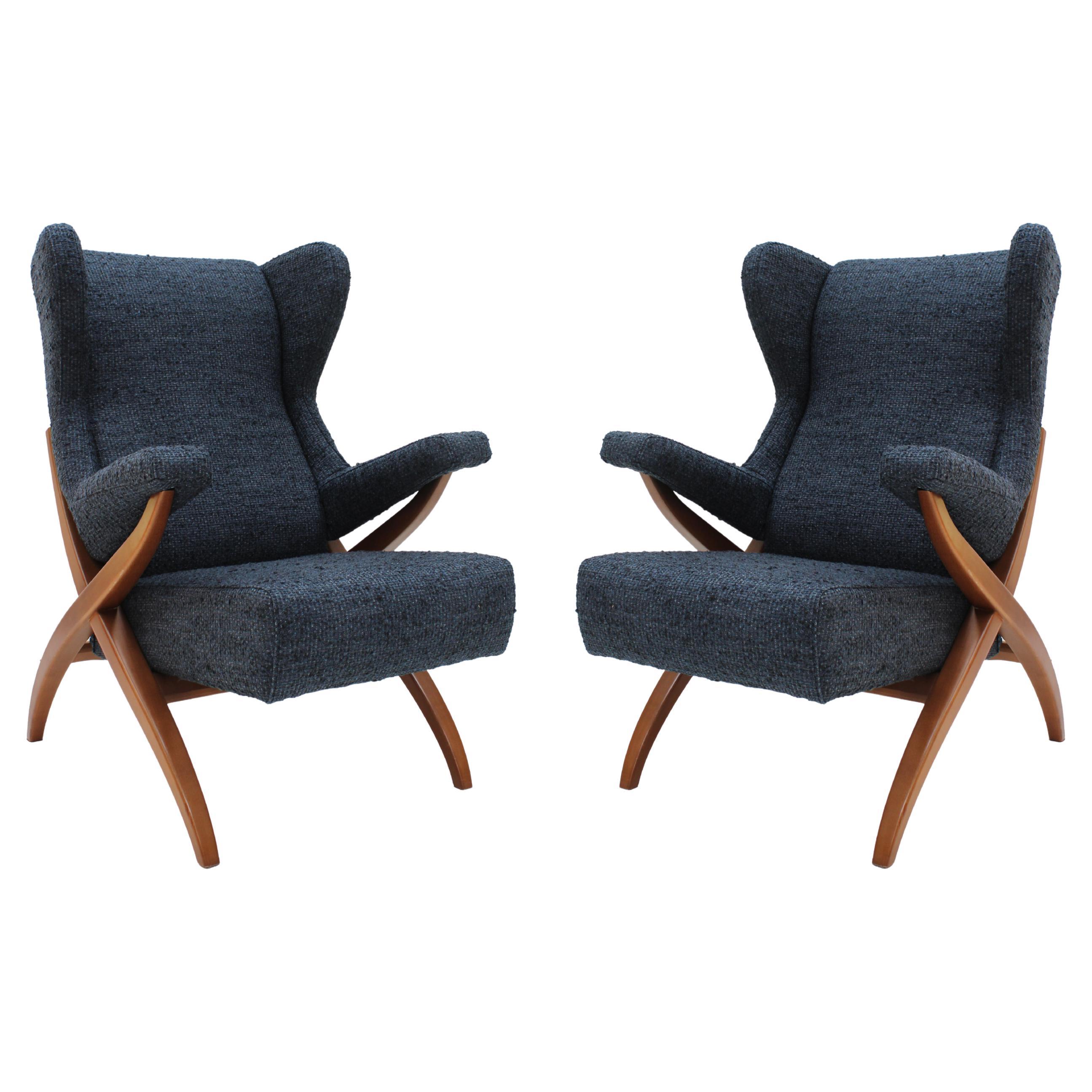 Mid Century Modern Fiorenza Italian Armchairs Designed By Franco Albini, 1950 For Sale