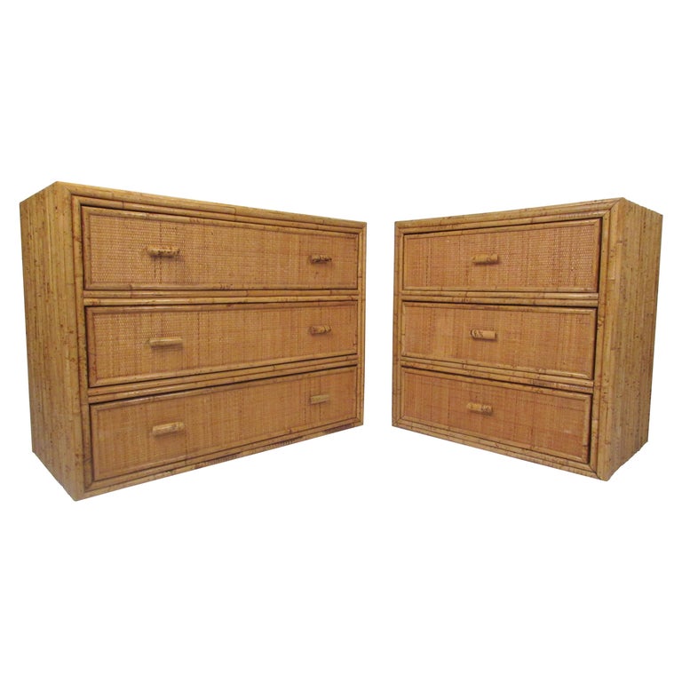 Mid Century Modern Fir And Bamboo Matching Dressers For Sale At