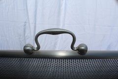 Mid-Century Modern Fire Screen, Steel, Satin Nickel Finish