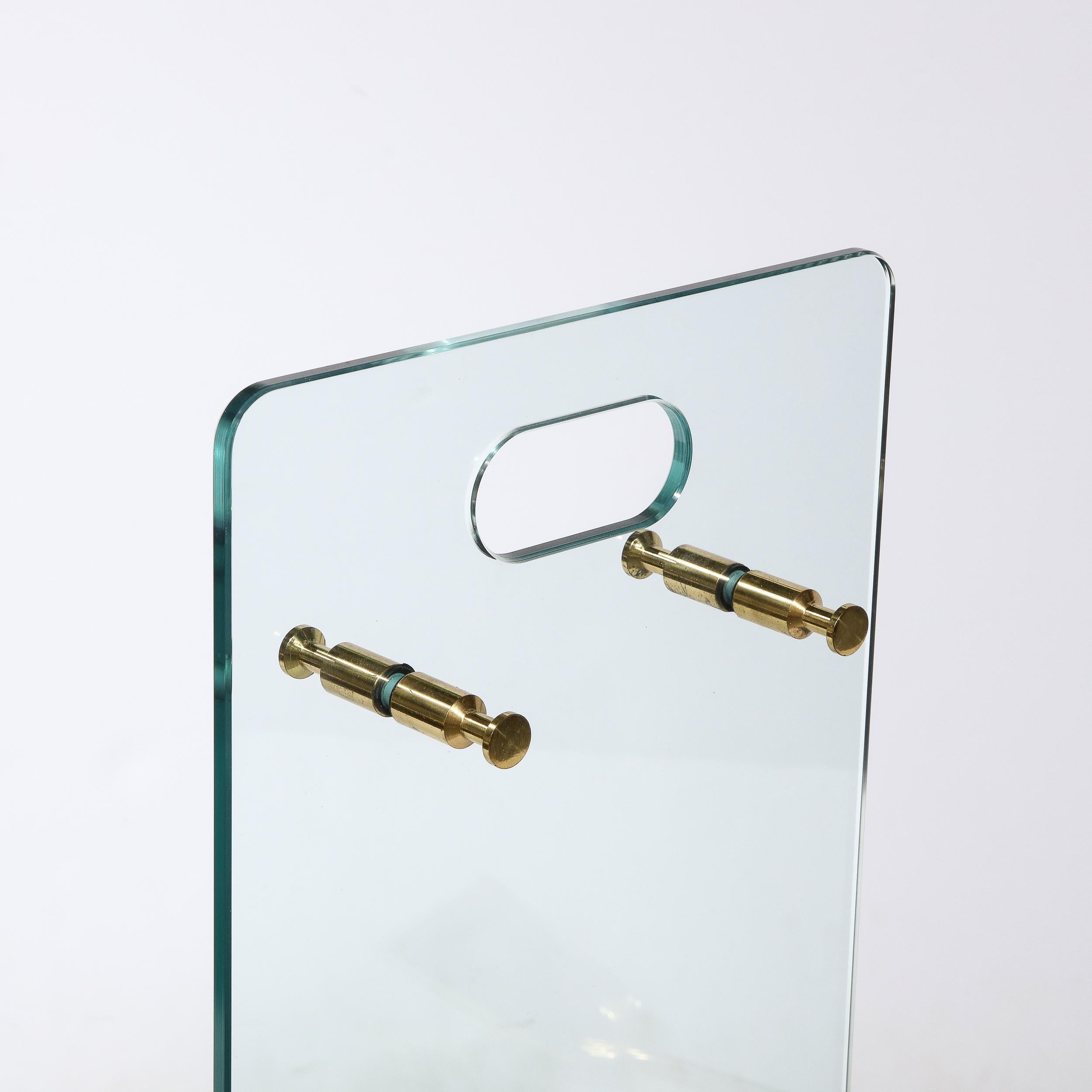 Modernes Feuerwerkzeug-Set aus Glas und poliertem Messing mit schwarzer Emaille aus der Mitte des Jahrhunderts im Angebot 10