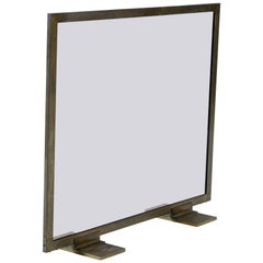 Mid-Century Modern Firescreen in Burnished Brass and Smoked Glass