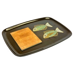 Mid-Century Modern Fish Motif Cheeseboard by Couroc of Monterey, California