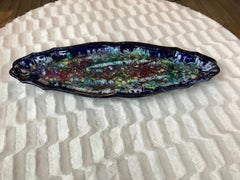 Mid-Century Modern Fish Serving Plate by Vallauris Signed Morvan, France, 1950s