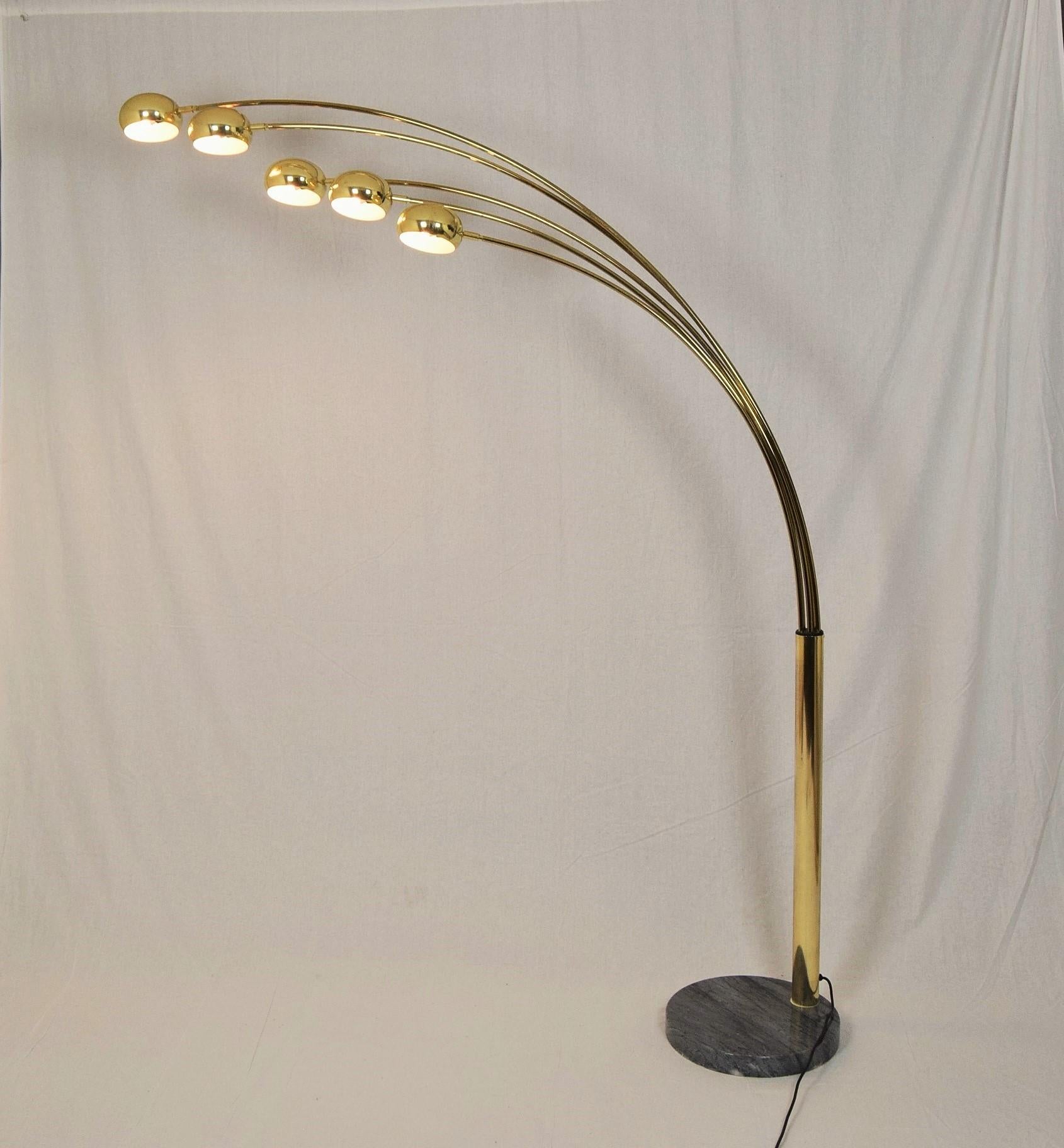 Mid-Century Modern Five Armed Arc Floor Lamp by Harvey Guzzini, Italy, 1960s 3