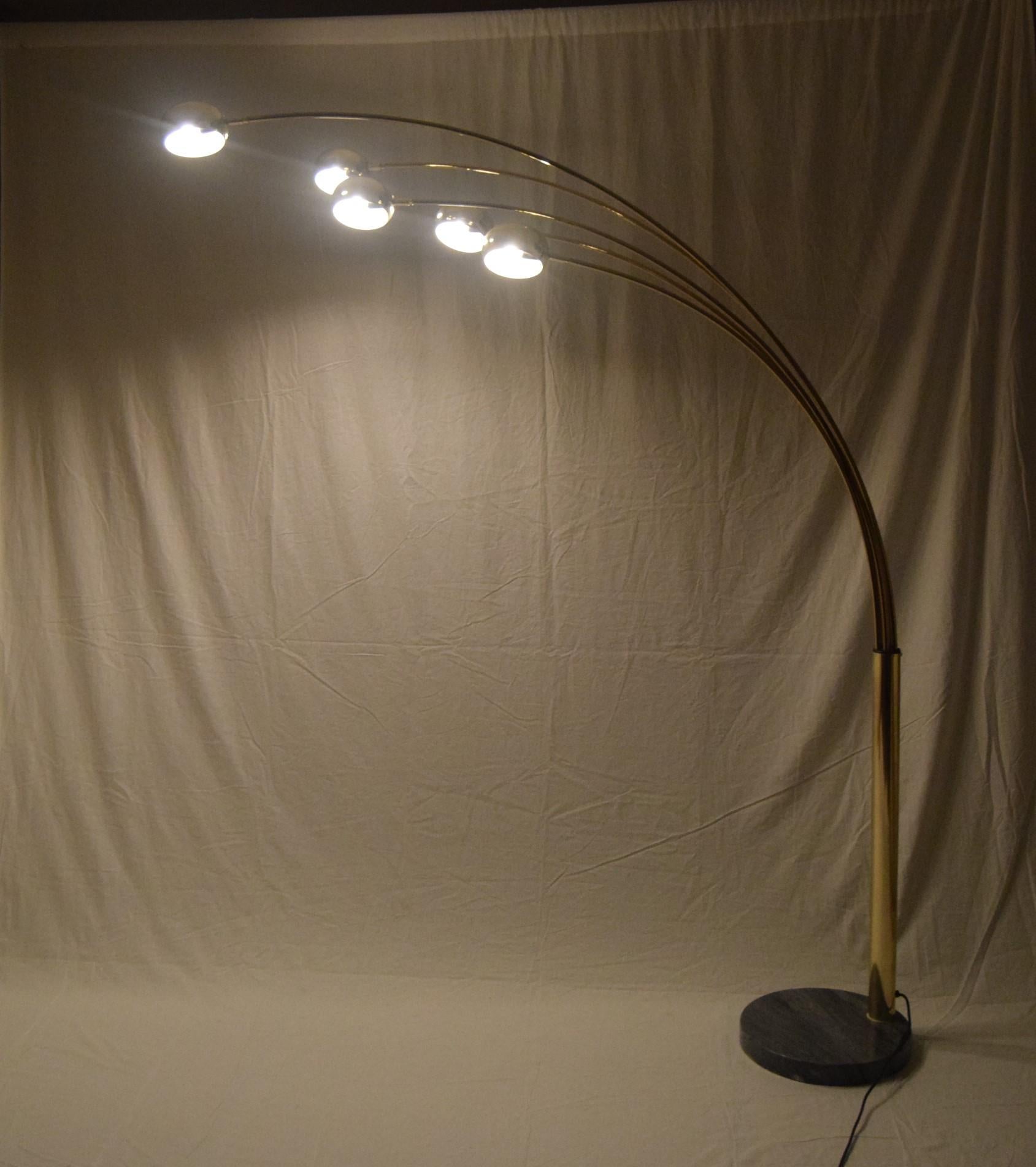 Mid-Century Modern Five Armed Arc Floor Lamp by Harvey Guzzini, Italy, 1960s 7